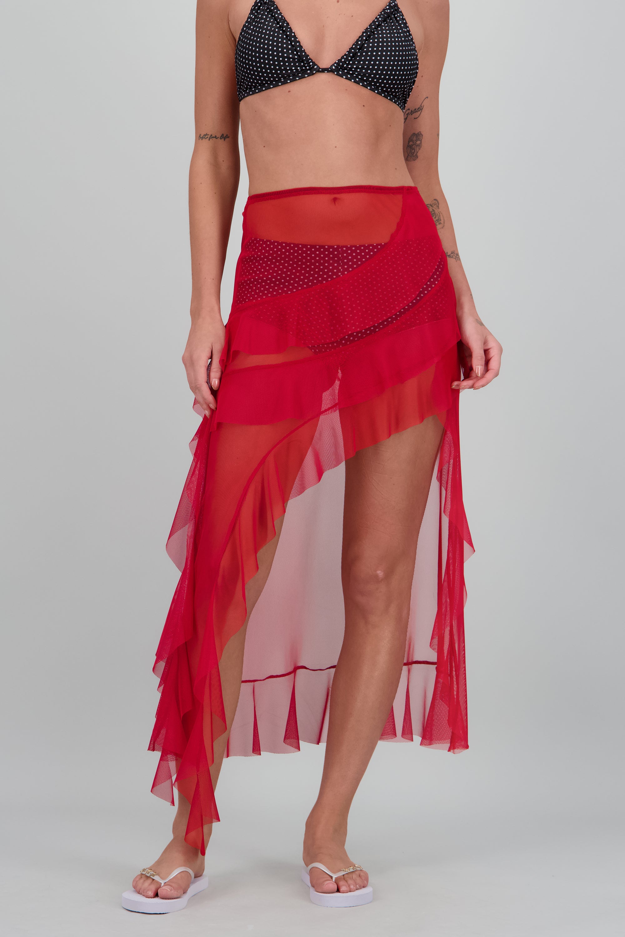 Salida olanes mesh asimetrica ROJO