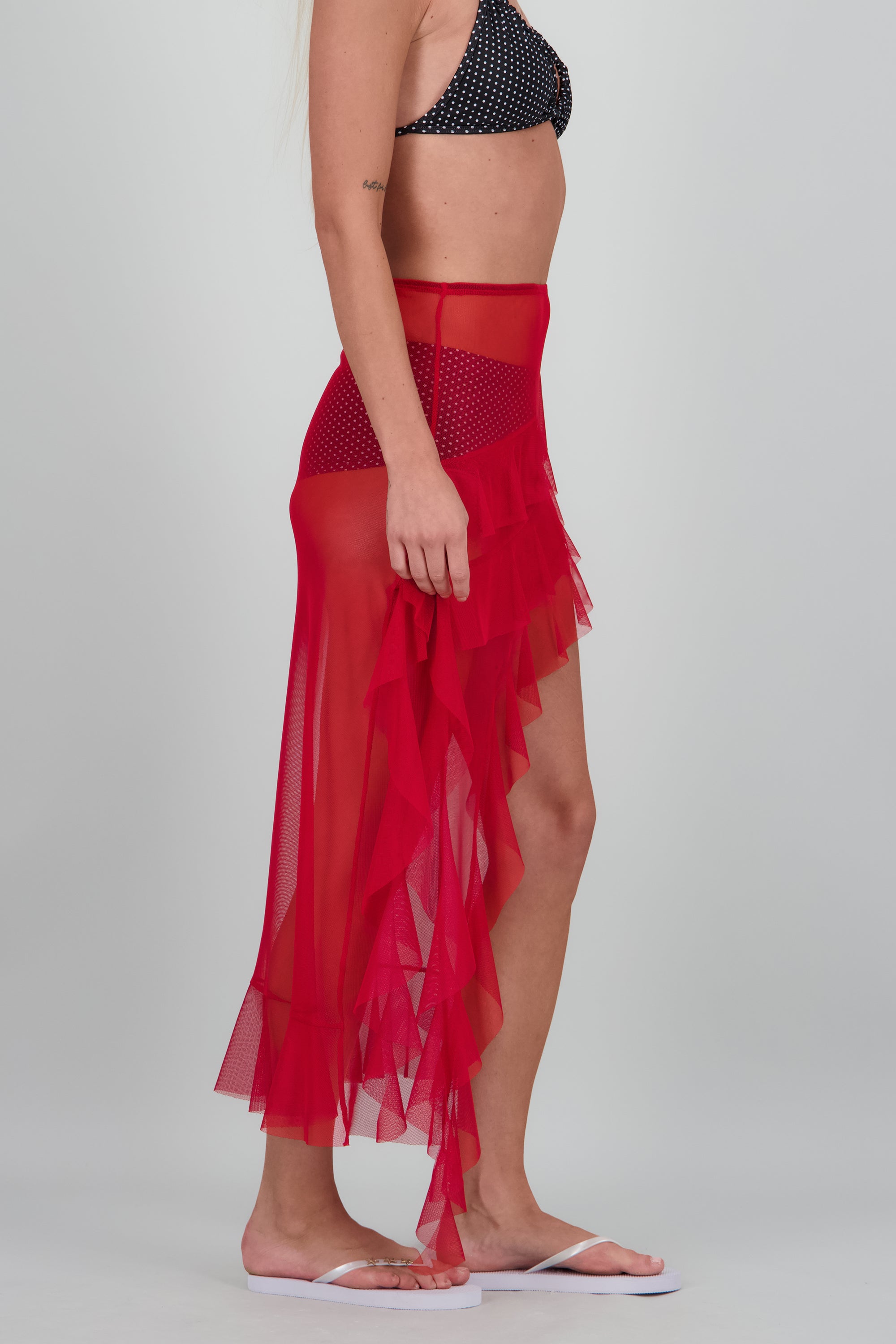 Salida olanes mesh asimetrica ROJO