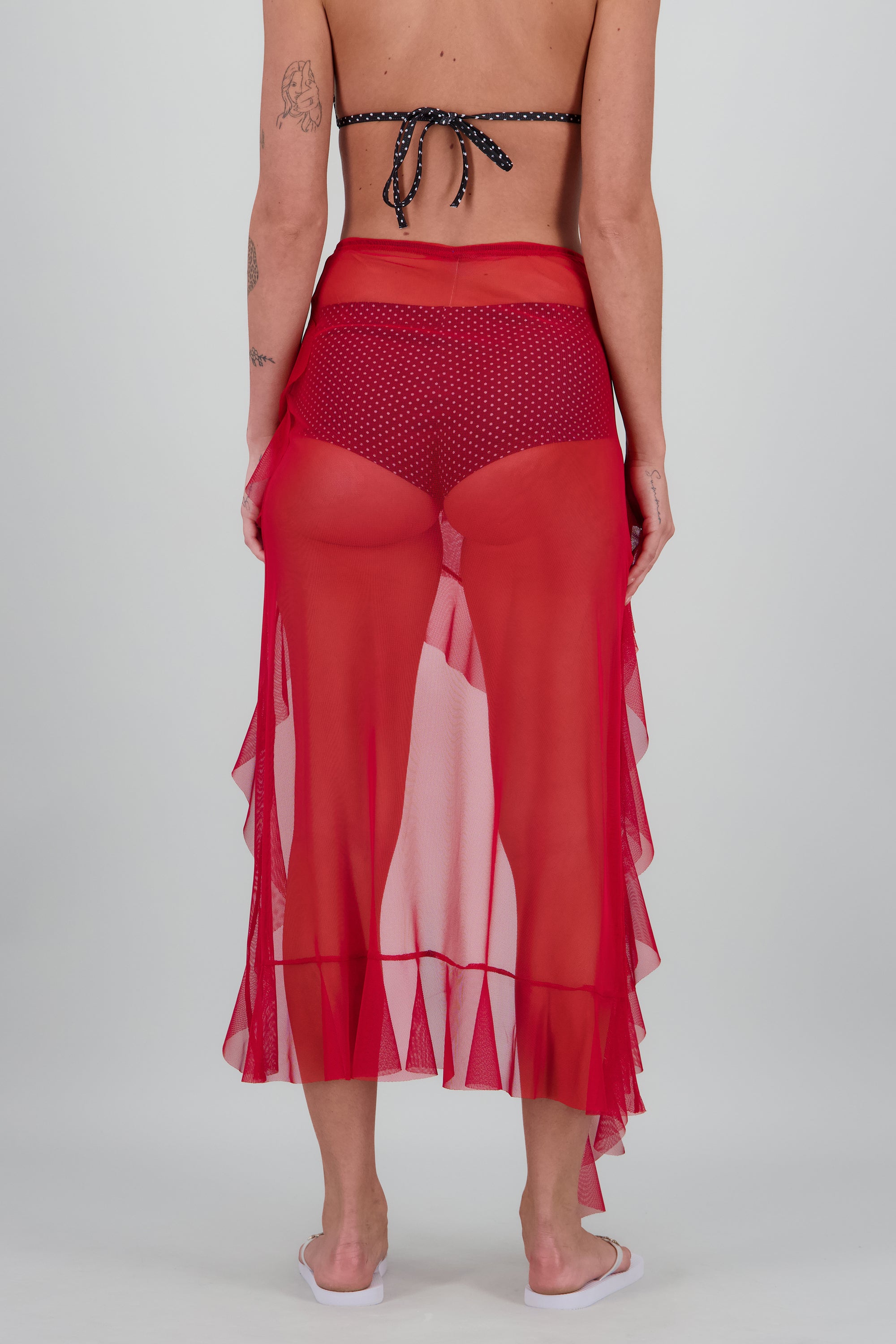 Salida olanes mesh asimetrica ROJO