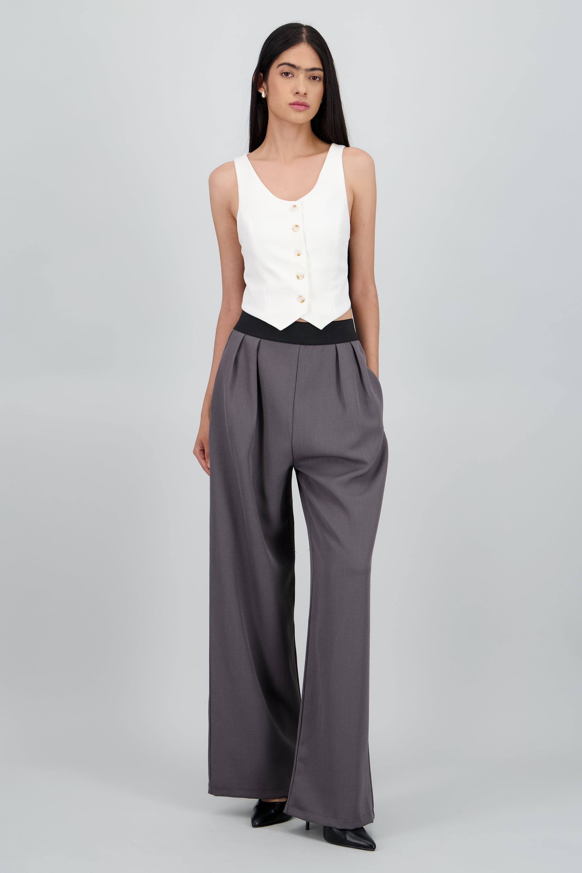 Pantalon sastre pretina sporty GRIS