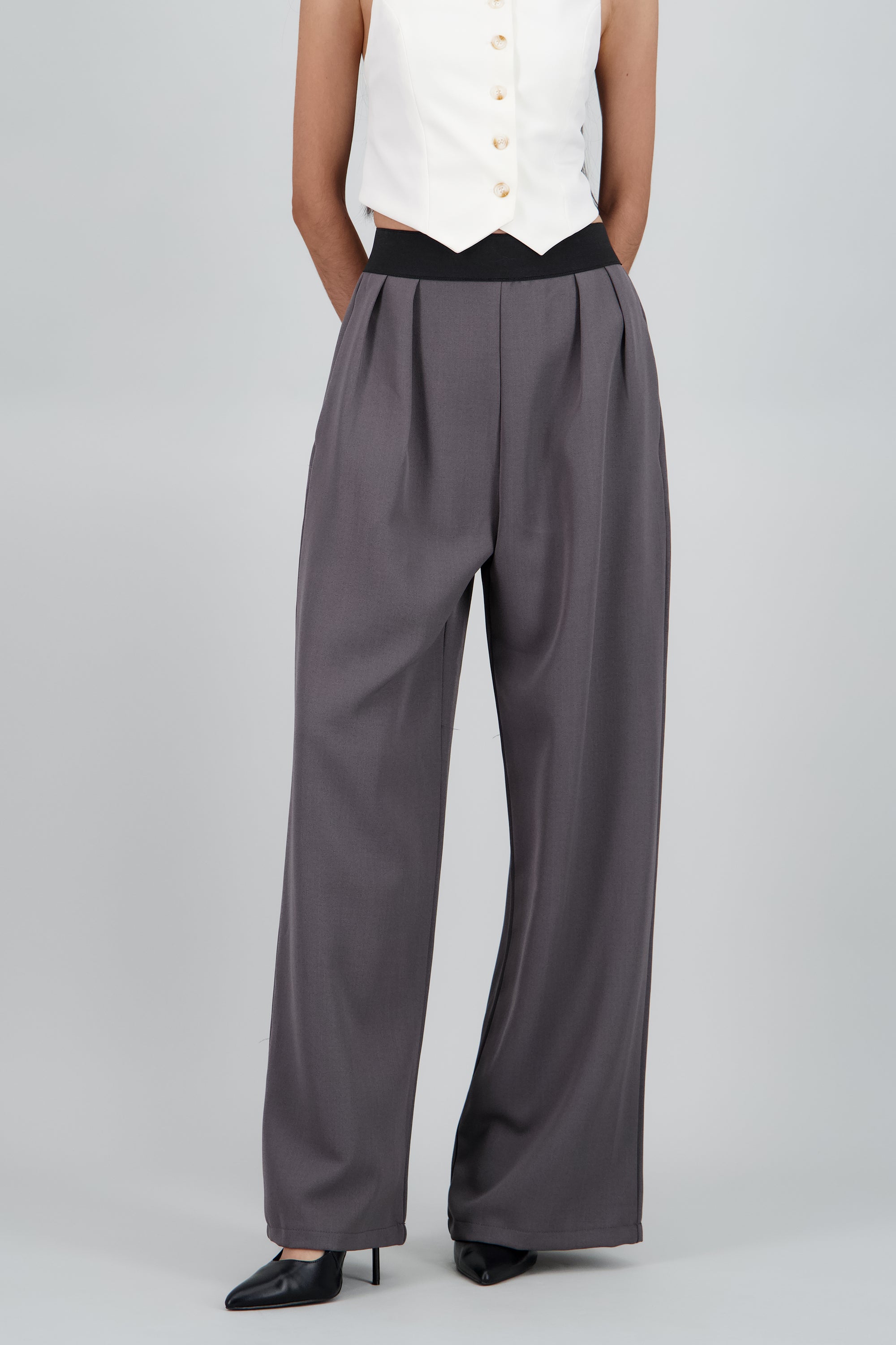 Pantalon sastre pretina sporty GRIS