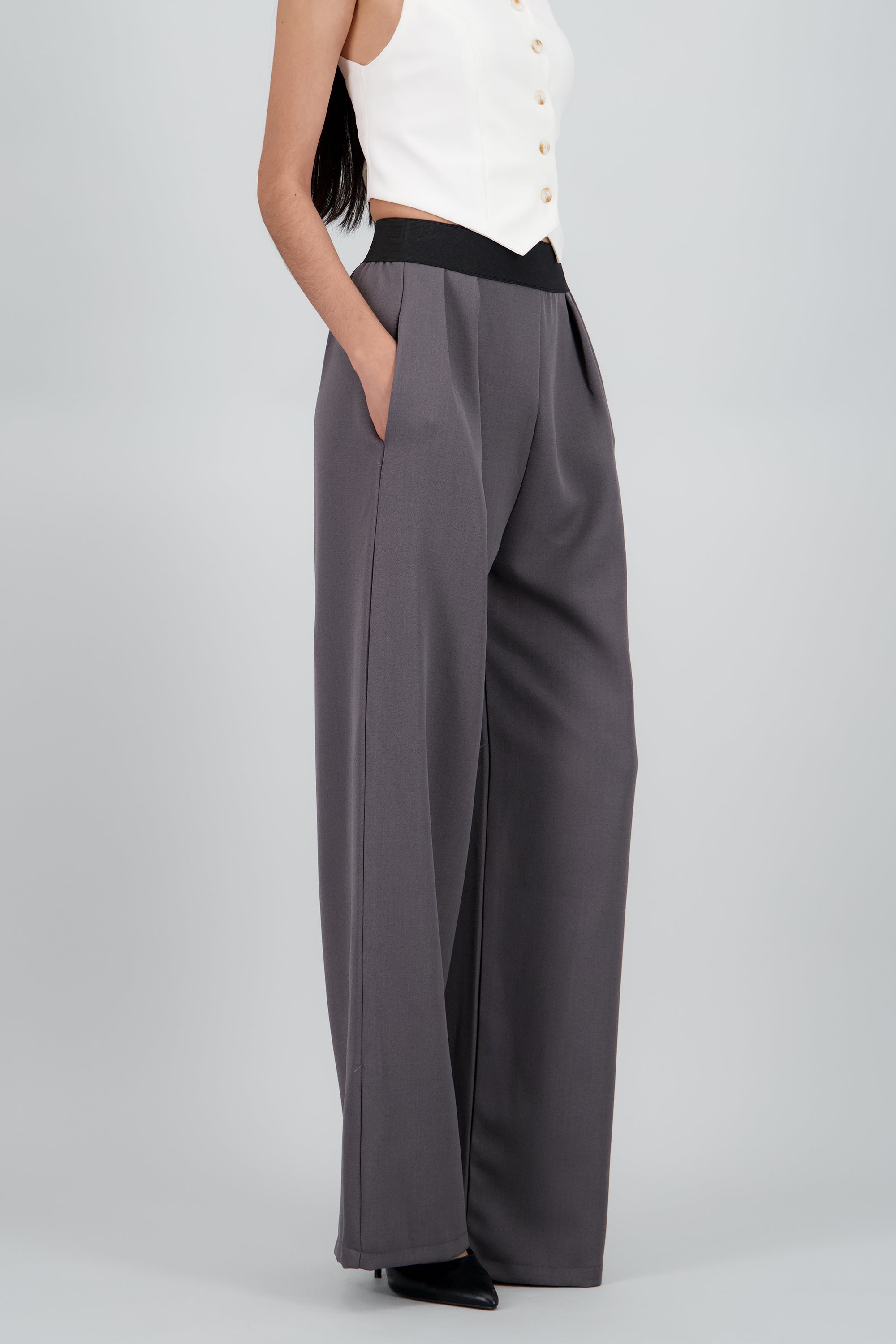 Pantalon sastre pretina sporty GRIS