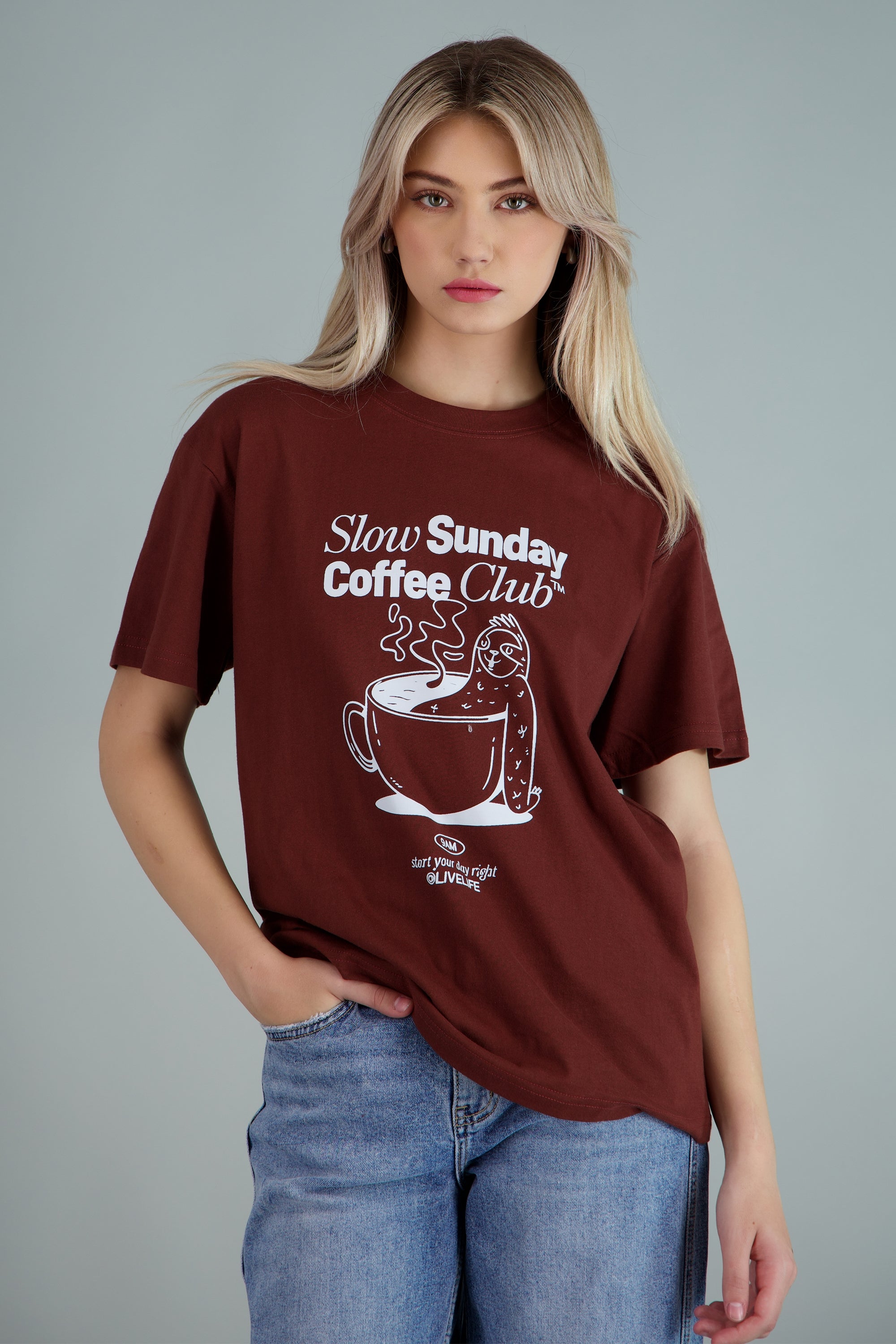 Playera estampada Coffee Club CHOCOLATE
