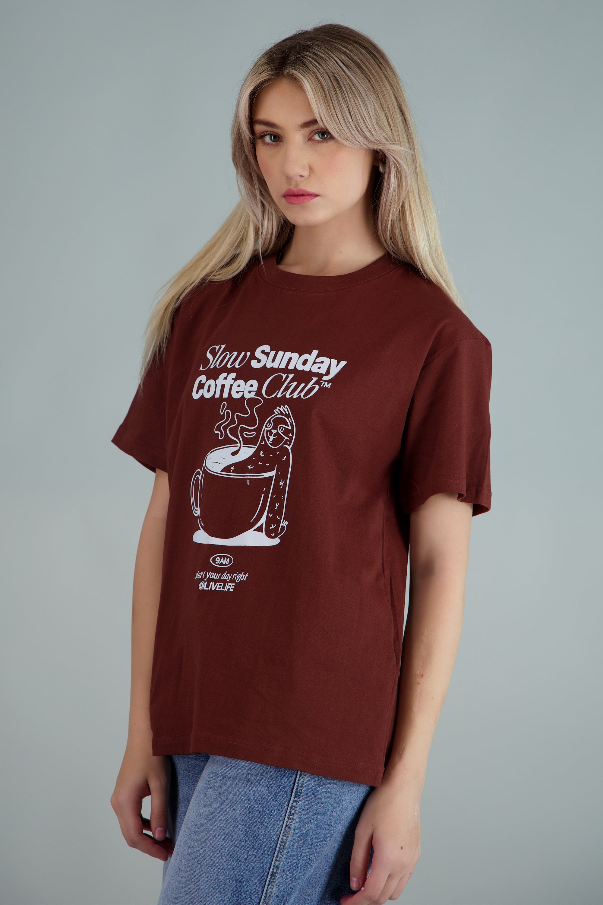 Playera estampada Coffee Club CHOCOLATE