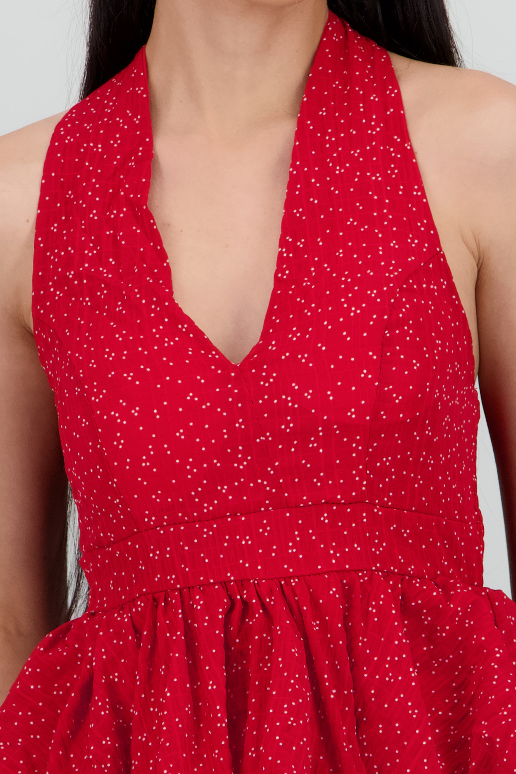 Top halter peplum moteado ROJO