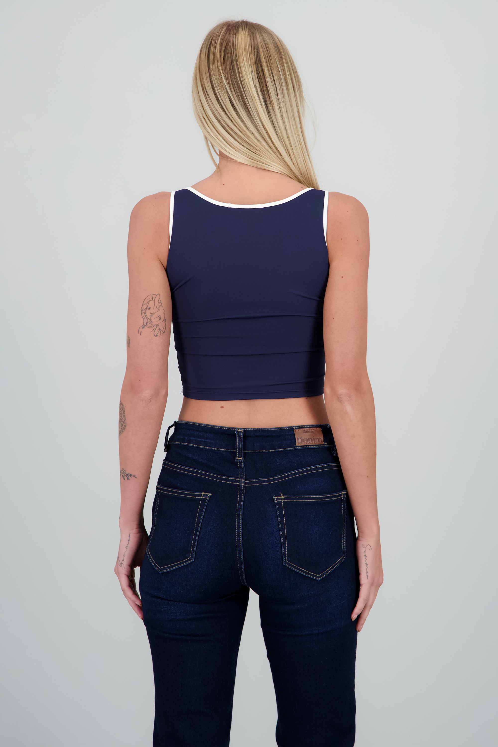 Top con contraste tirante ancho MARINO COMBO