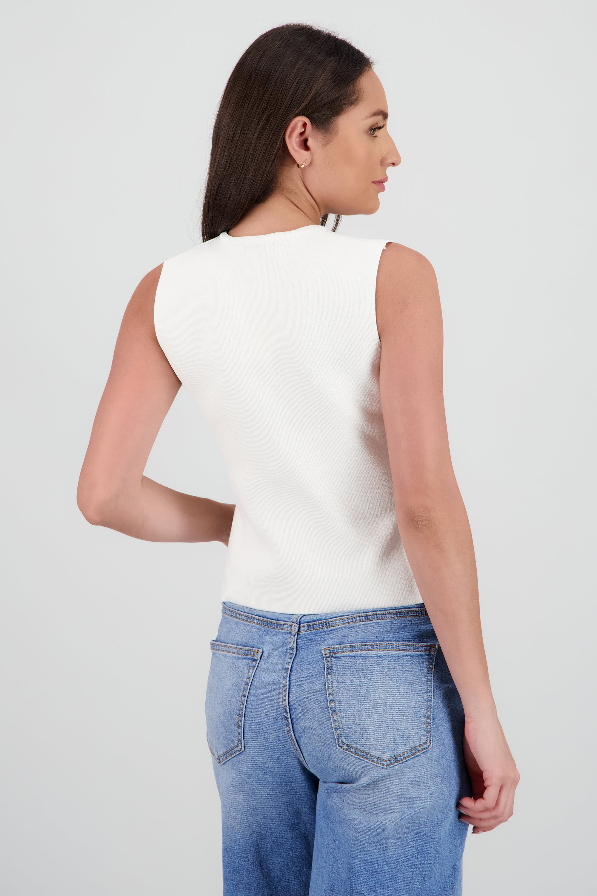 Chaleco tejido dos botones HUESO