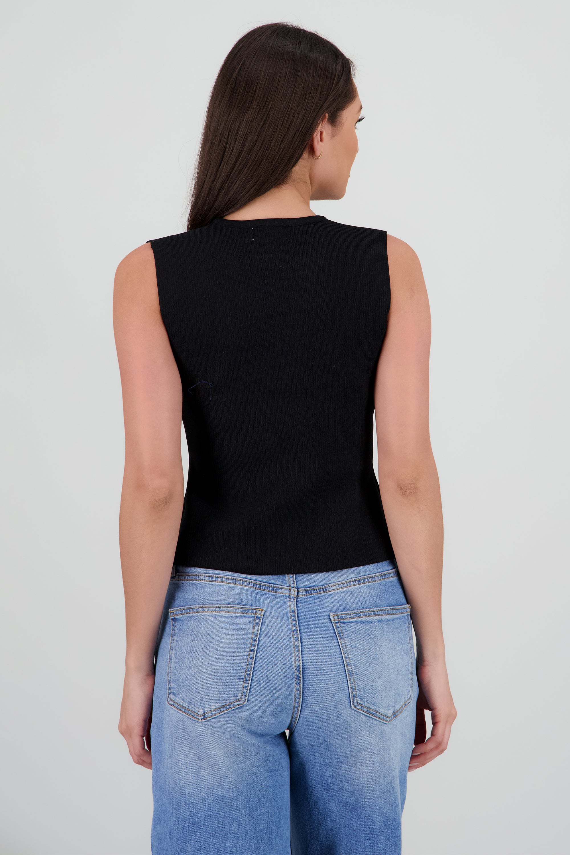 Chaleco tejido dos botones NEGRO