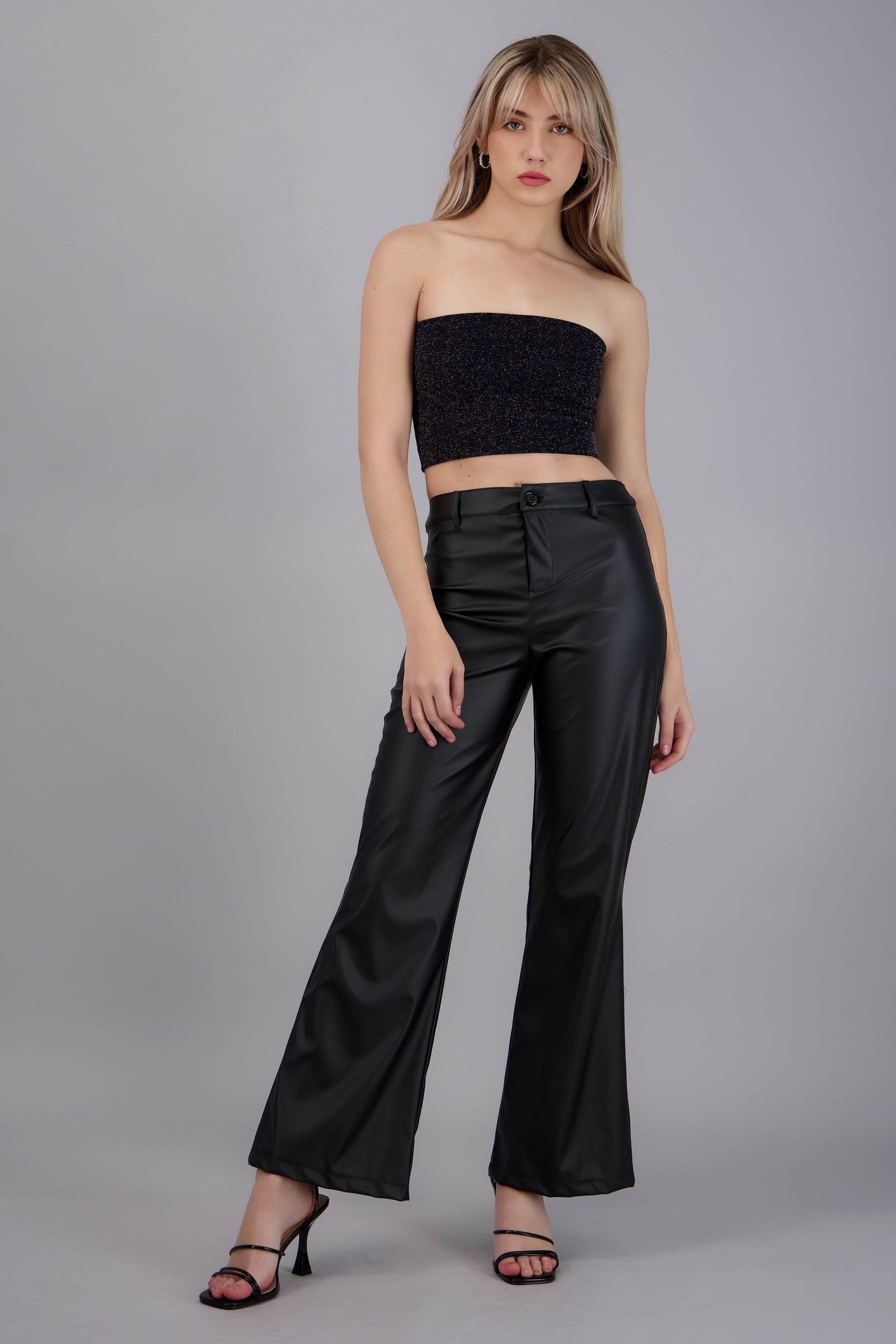 Top tubo seamless detalle brillos NEGRO