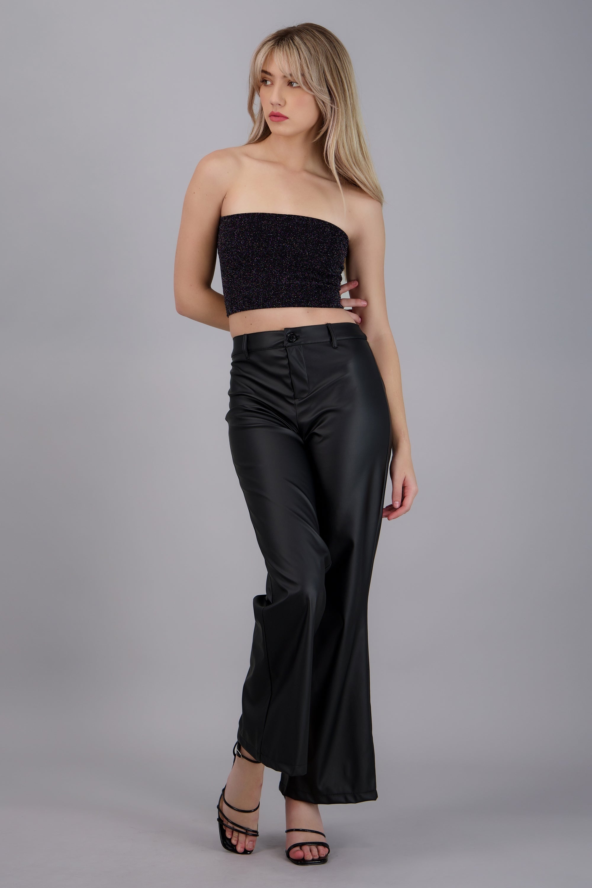 Top tubo seamless detalle brillos NEGRO