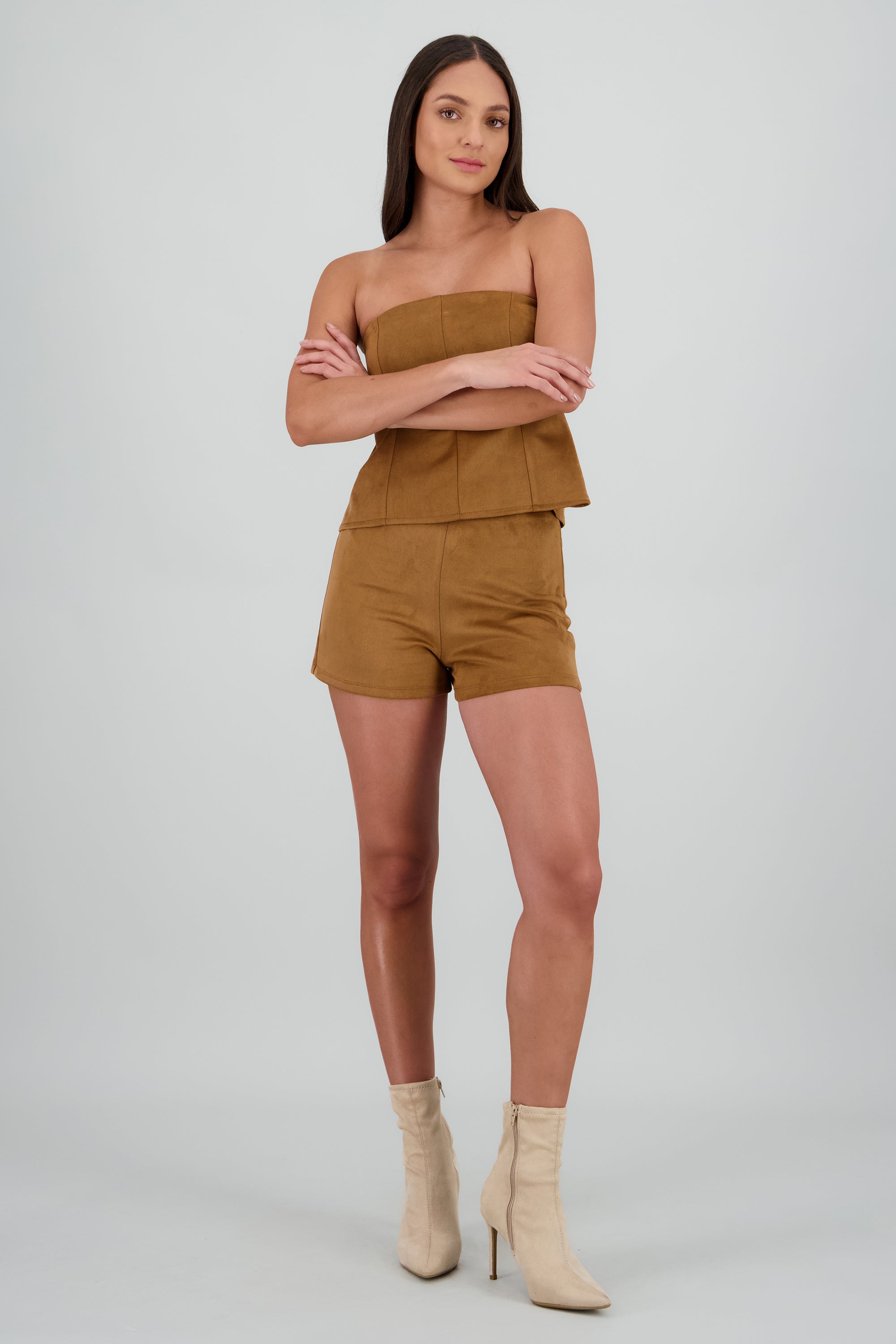 Shorts mini suede CAFE