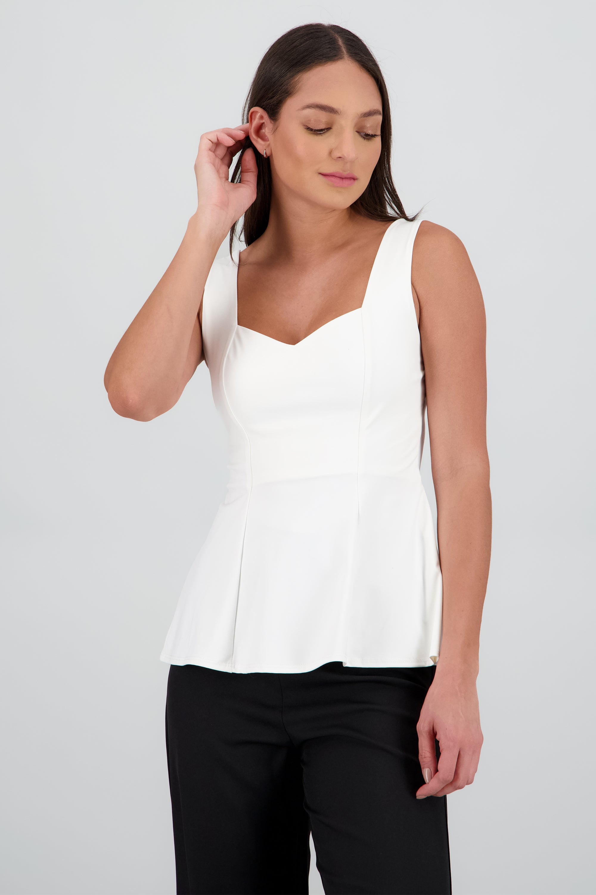 Top tirantes escote cuadro peplum BLANCO