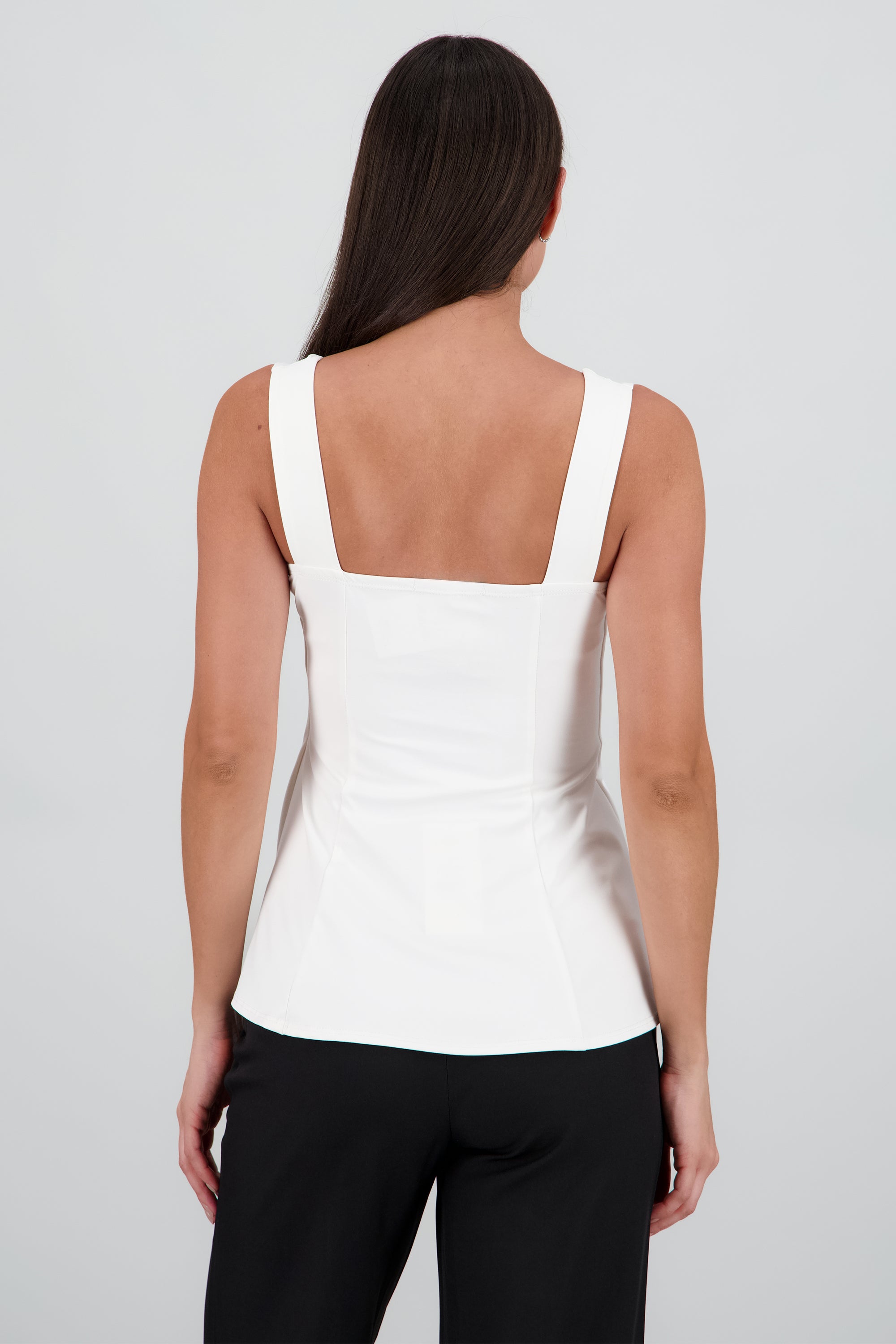 Top tirantes escote cuadro peplum BLANCO