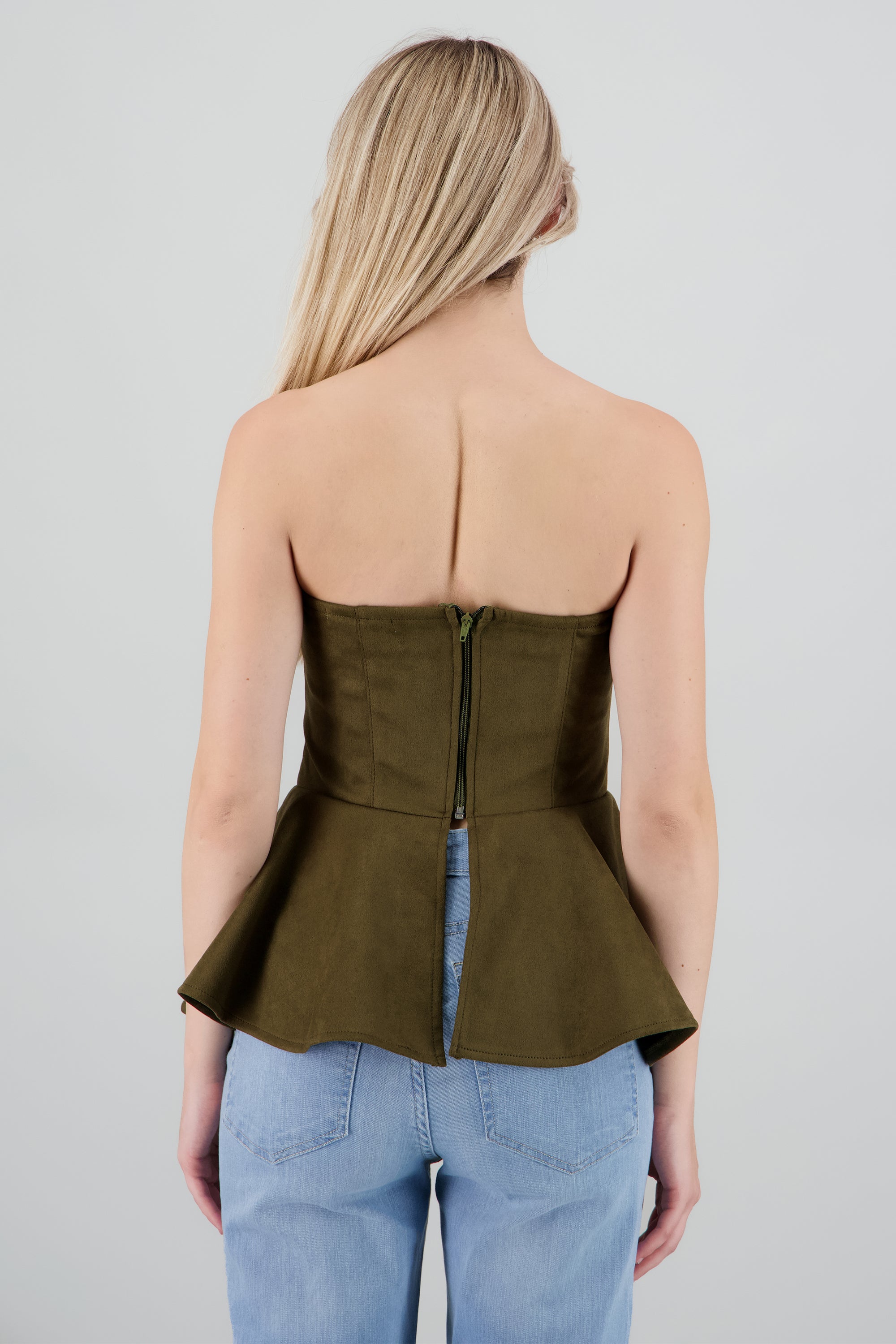 Top Strapples Suede Peplum OLIVO