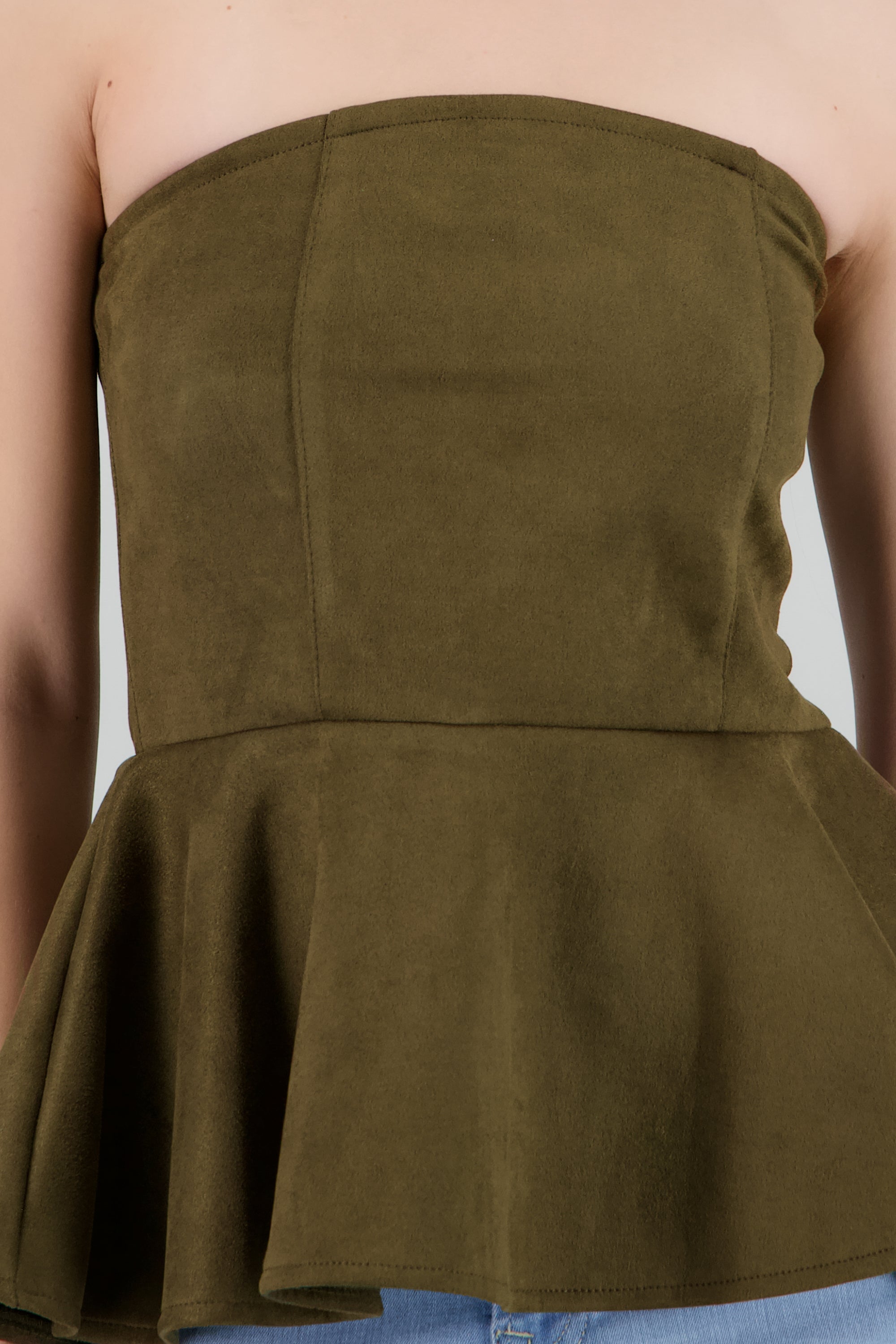Top Strapples Suede Peplum OLIVO