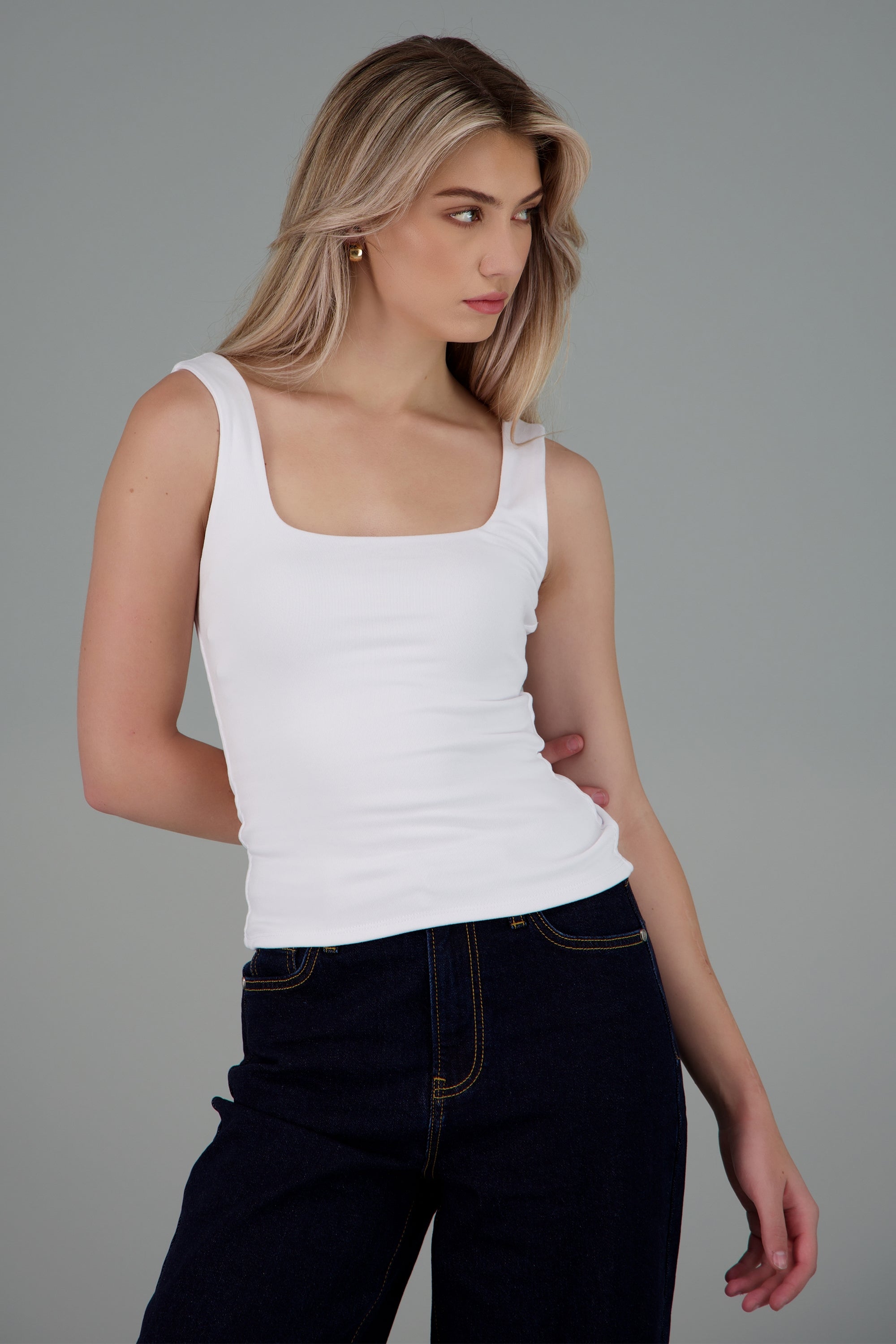 Top con tirantes liso suave BLANCO