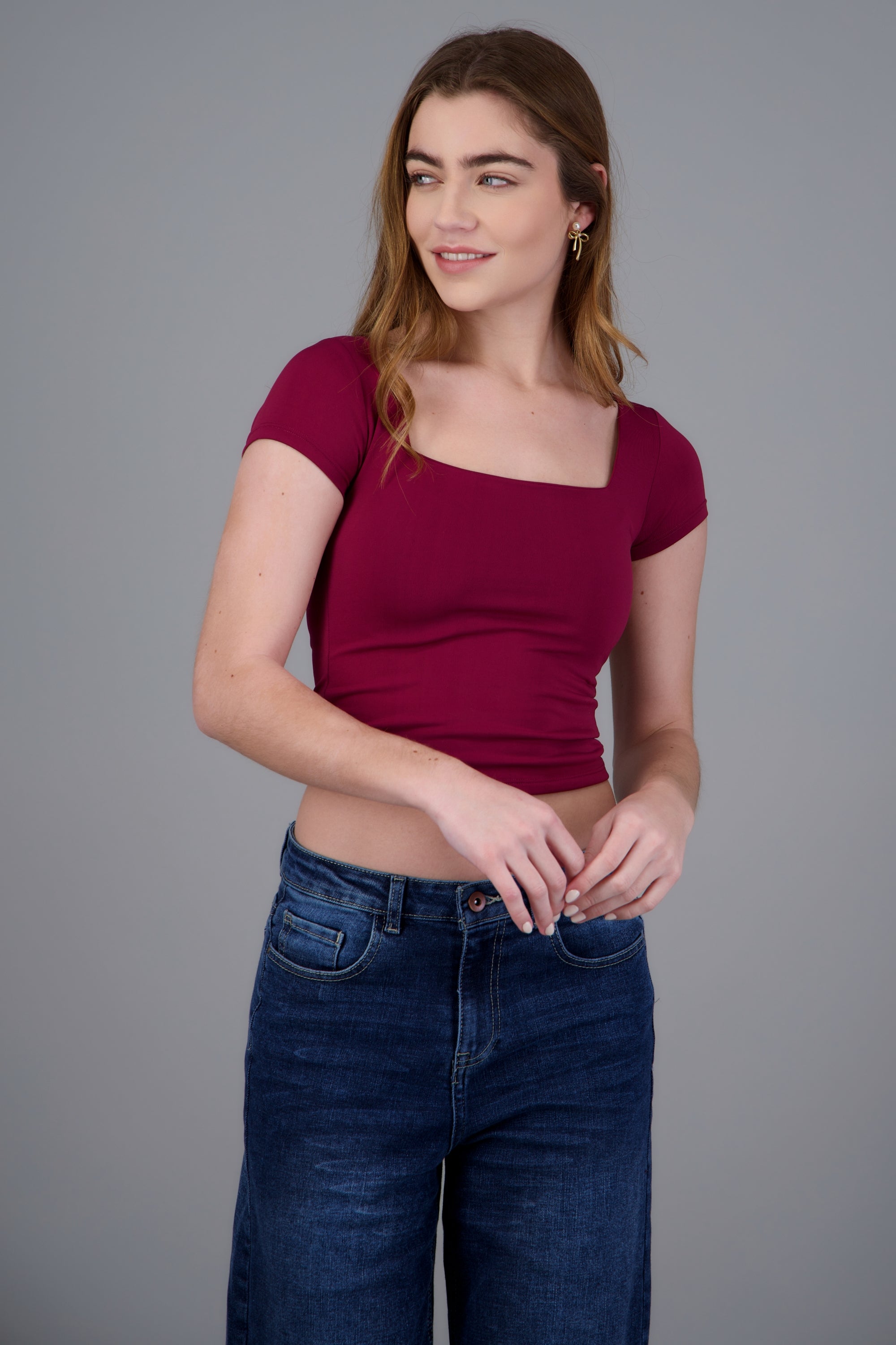 Top basico escote cuadrado ROJO