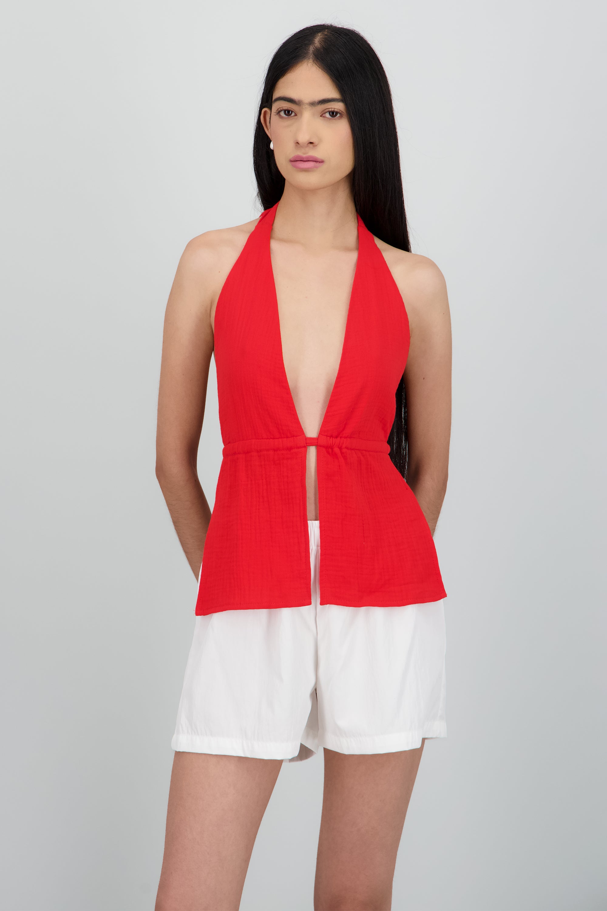 Top amarre espalda descubierta ligero ROJO