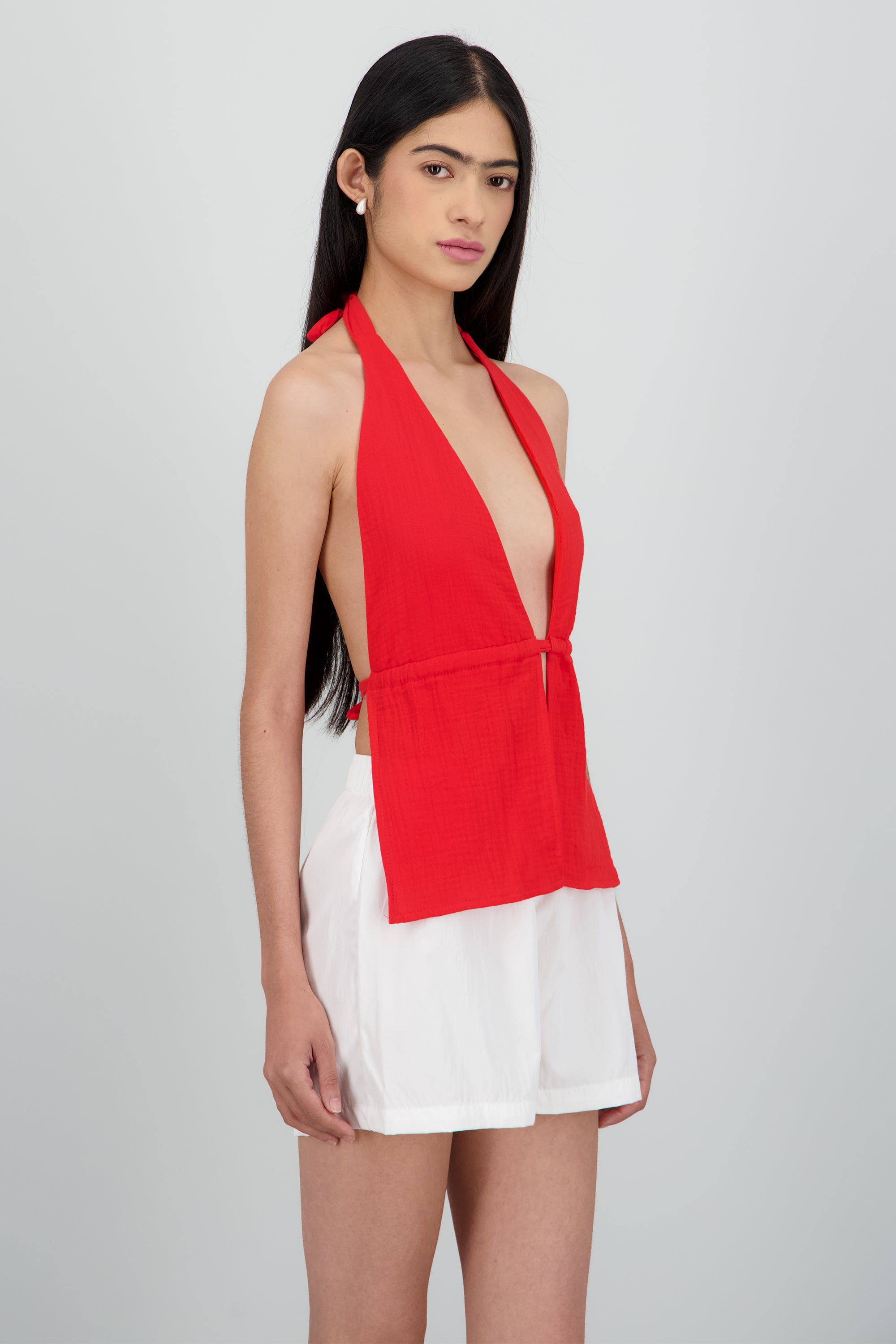 Top amarre espalda descubierta ligero ROJO