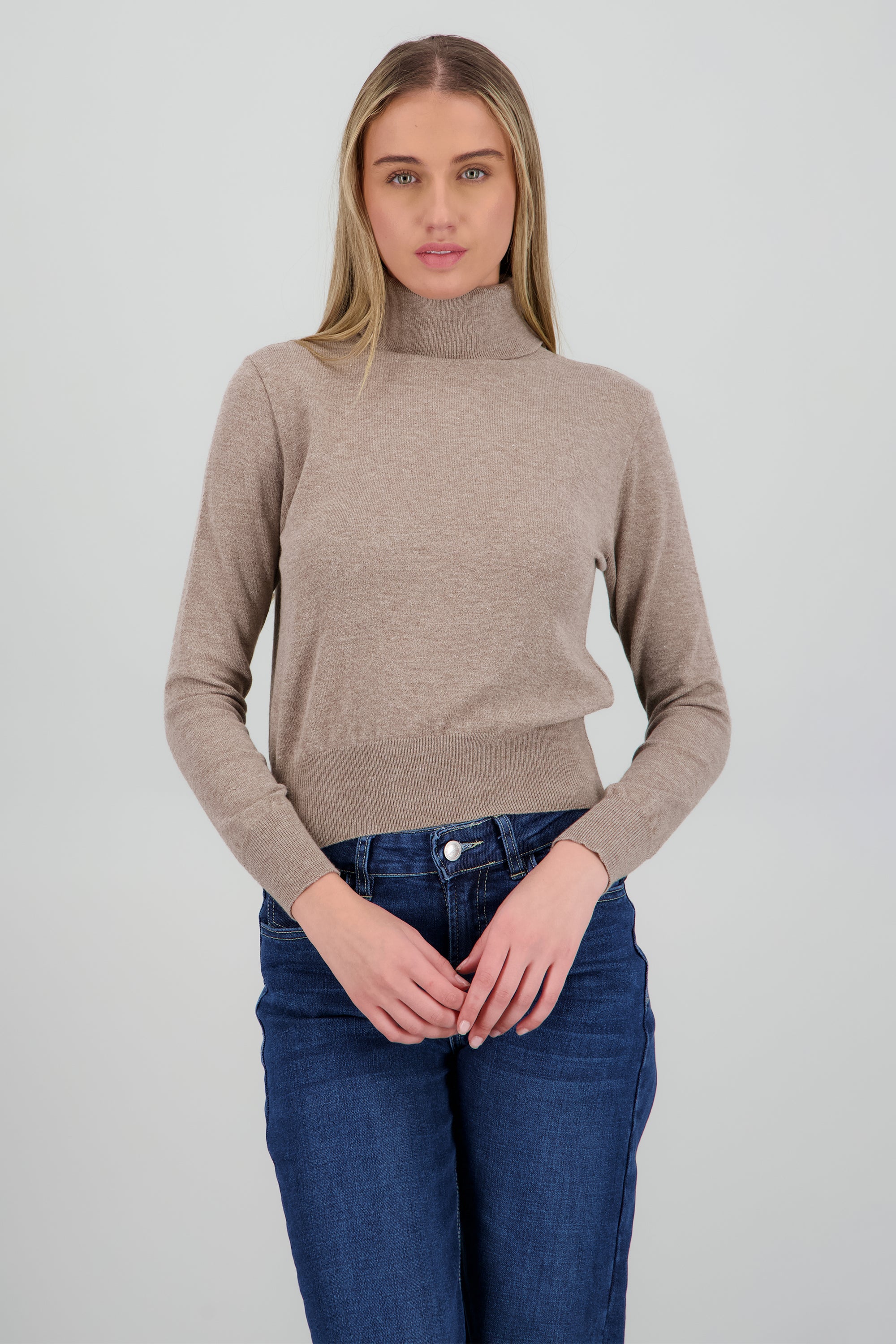 Sueter cuello de tortuga liso TAUPE