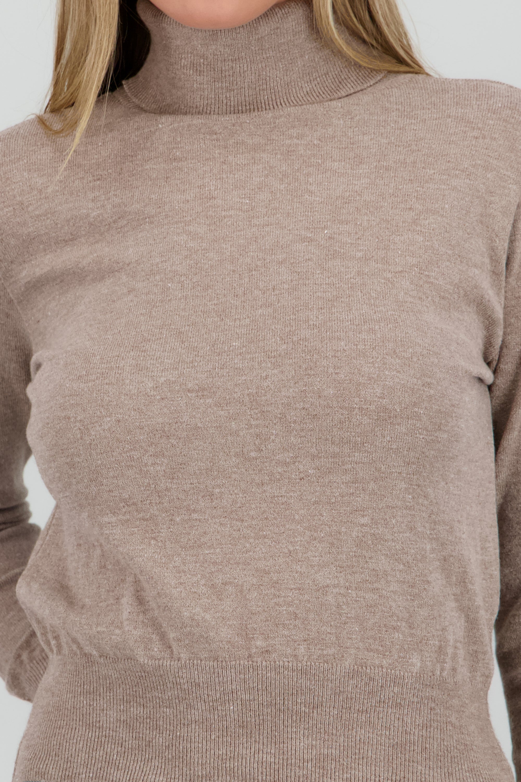 Sueter cuello de tortuga liso TAUPE