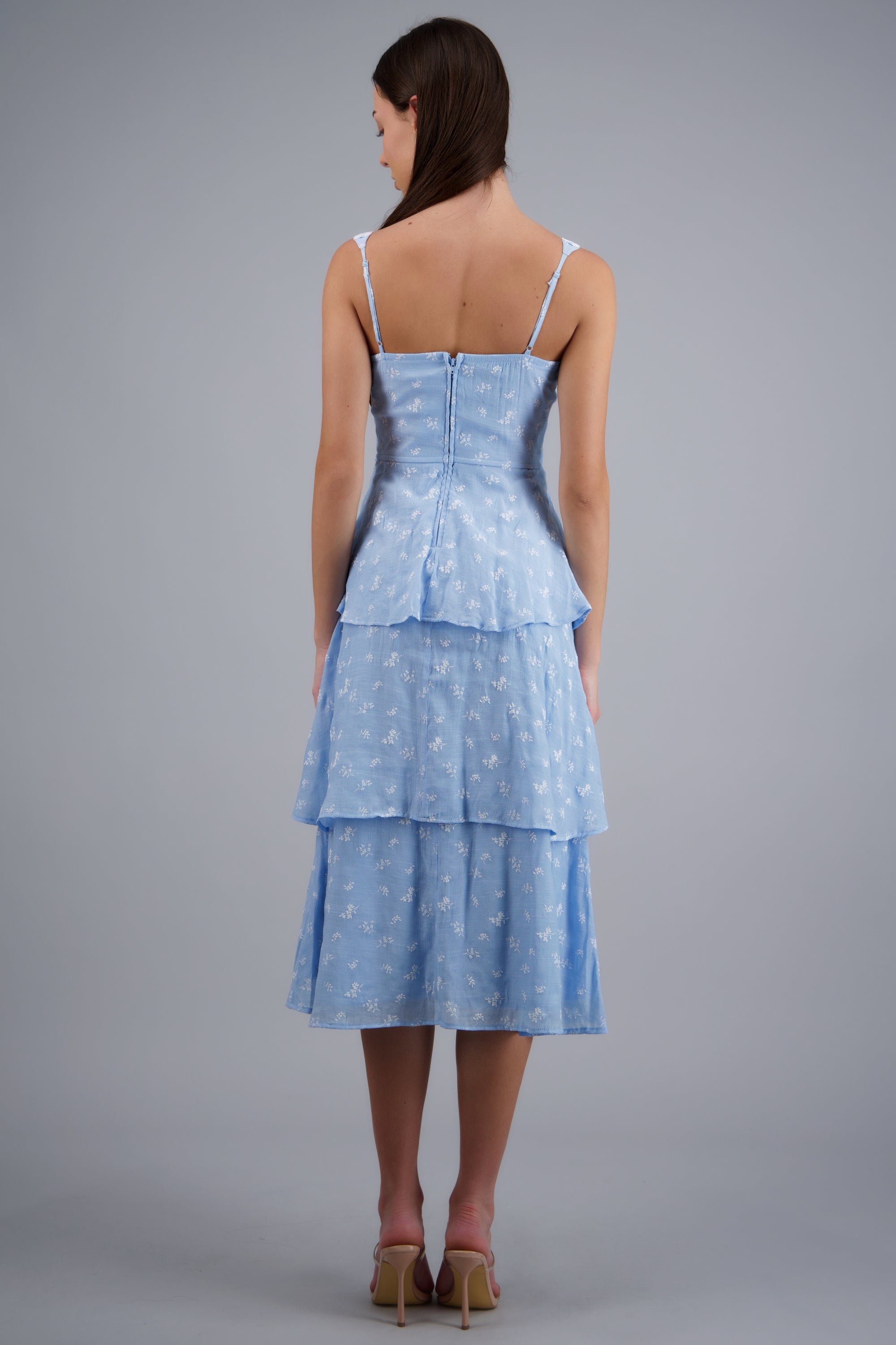 Vestido maxi capas estampado flores AZUL