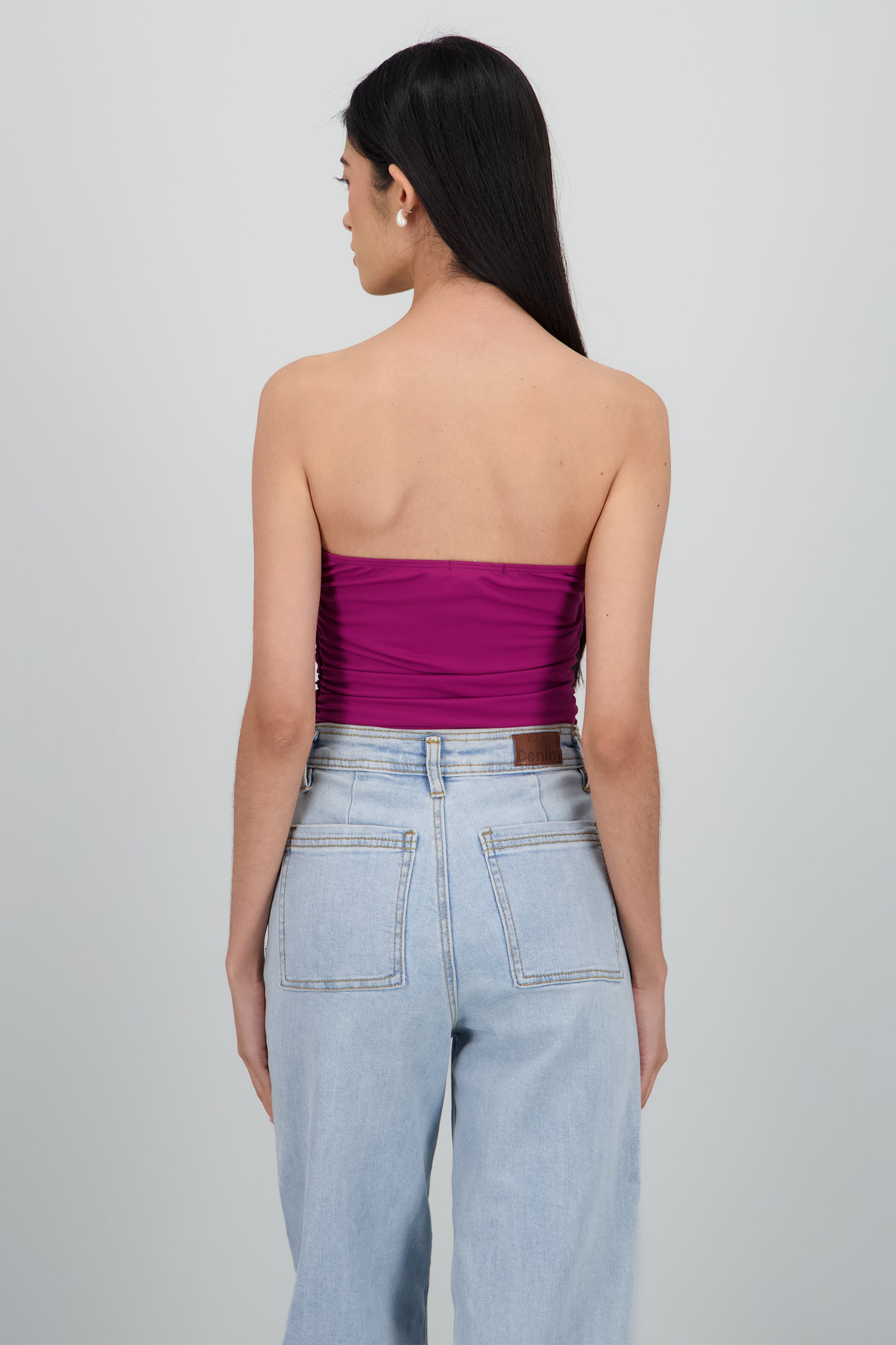 Bodysuit strapless drapeado CIRUELA