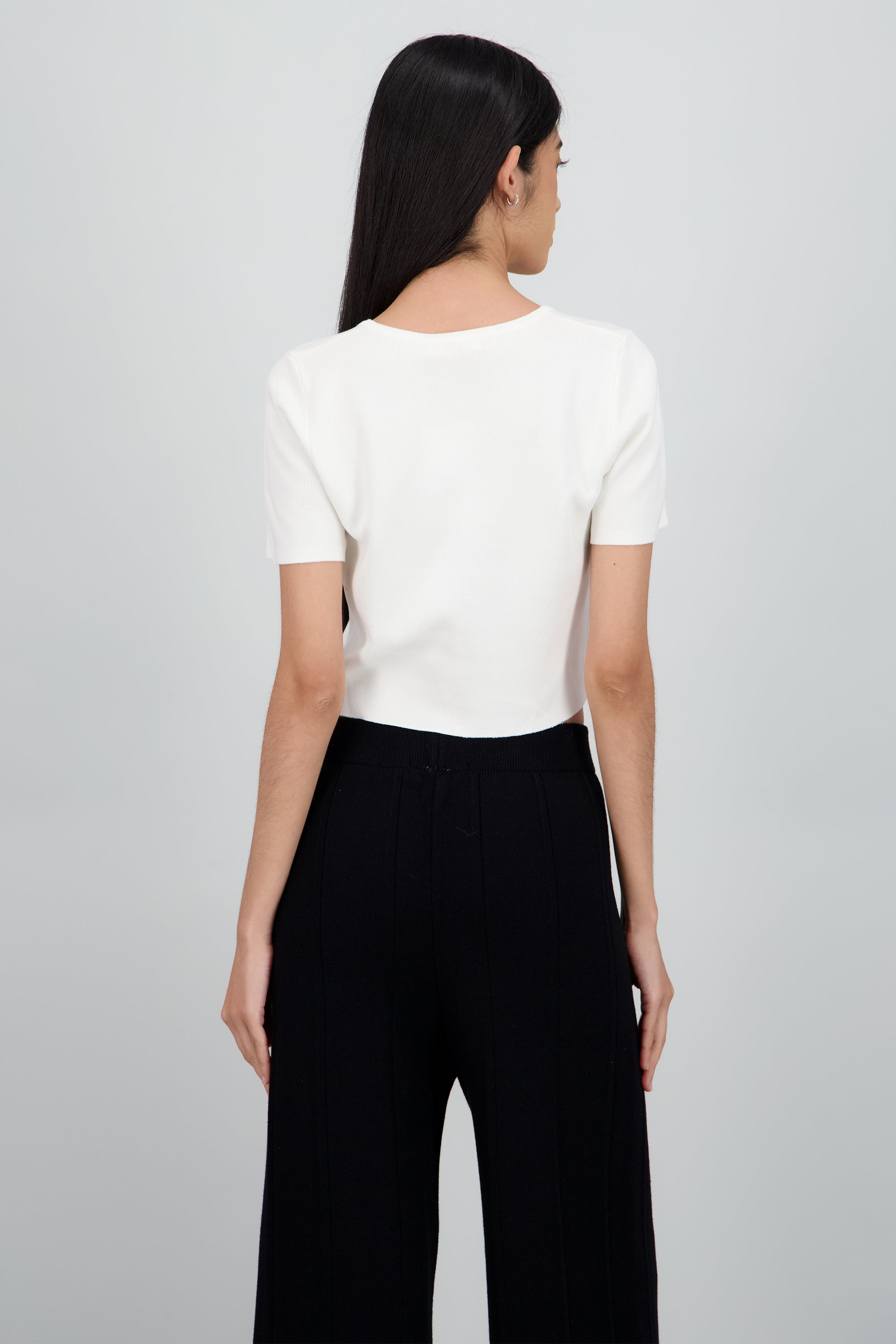 Top tejido liso manga corta BLANCO