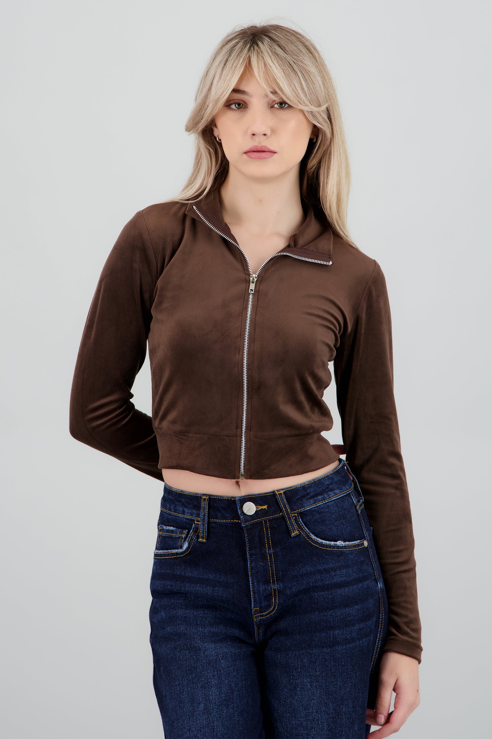 Sudadera terciopelo cierre CAFE