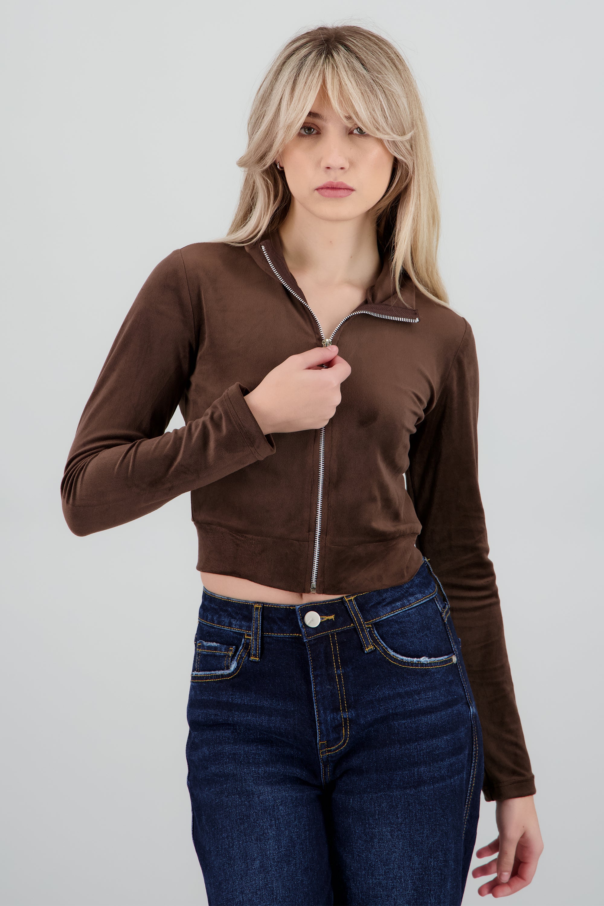 Sudadera terciopelo cierre CAFE