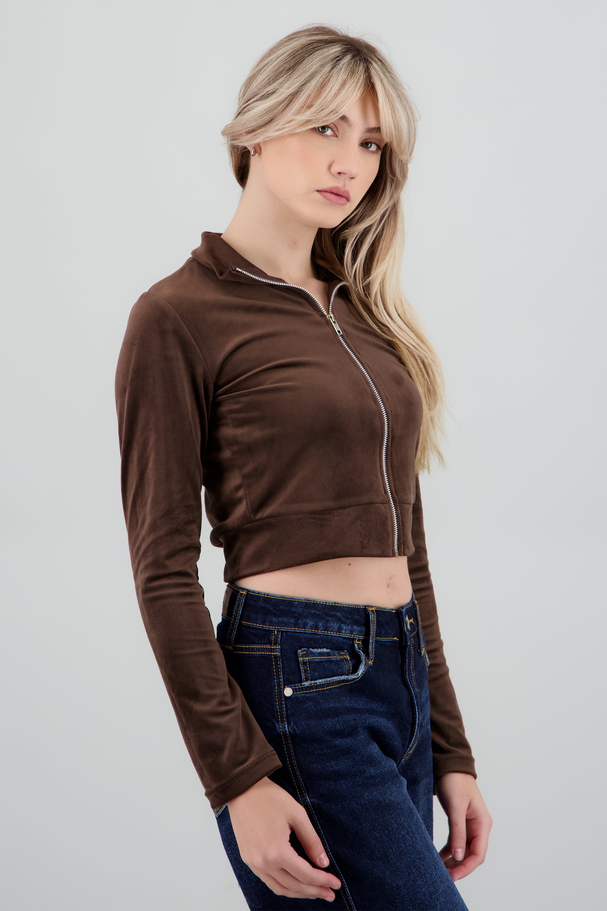 Sudadera terciopelo cierre CAFE