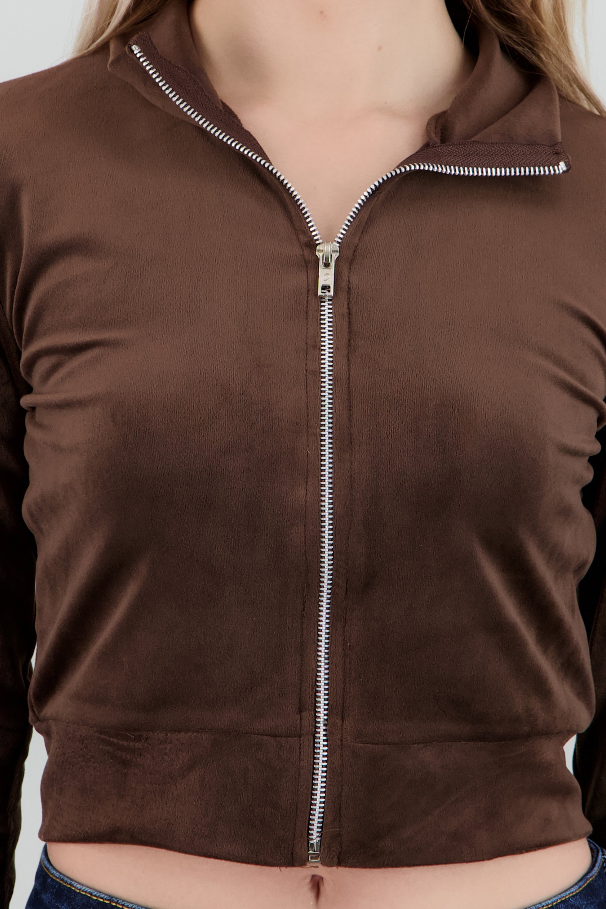 Sudadera terciopelo cierre CAFE