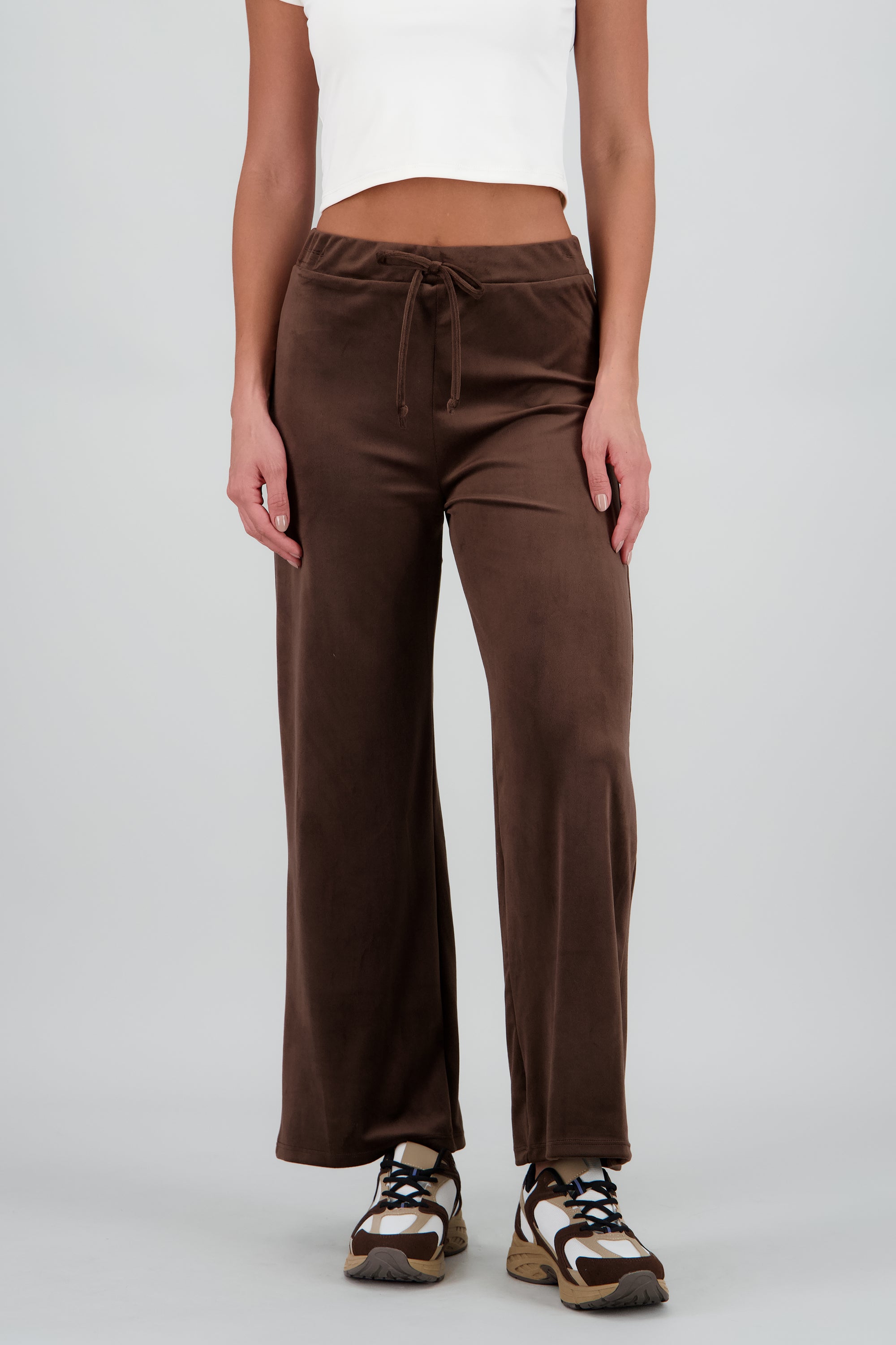 Pantalon amplio terciopelo detalle jareta CAFE