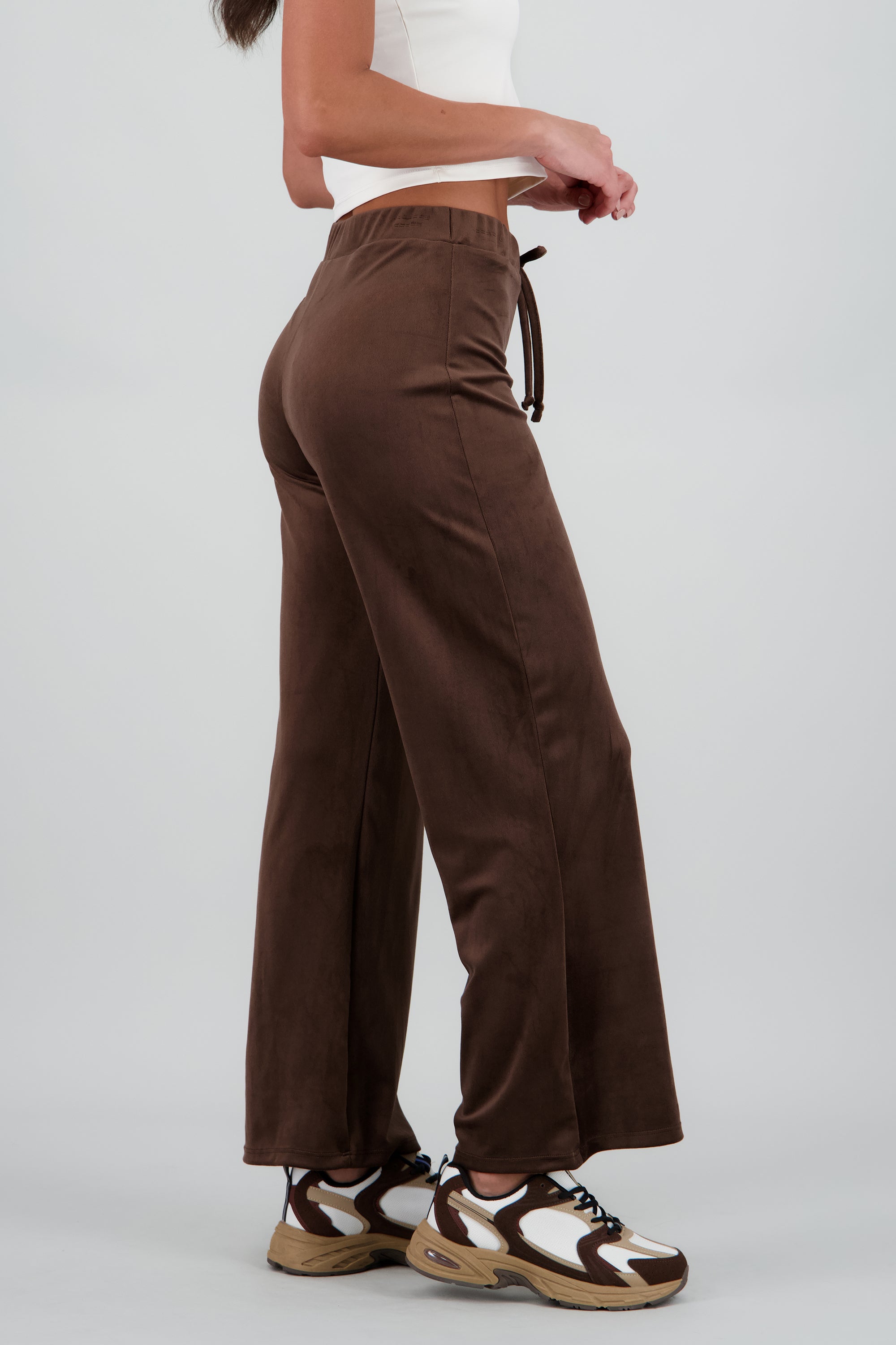 Pantalon amplio terciopelo detalle jareta CAFE