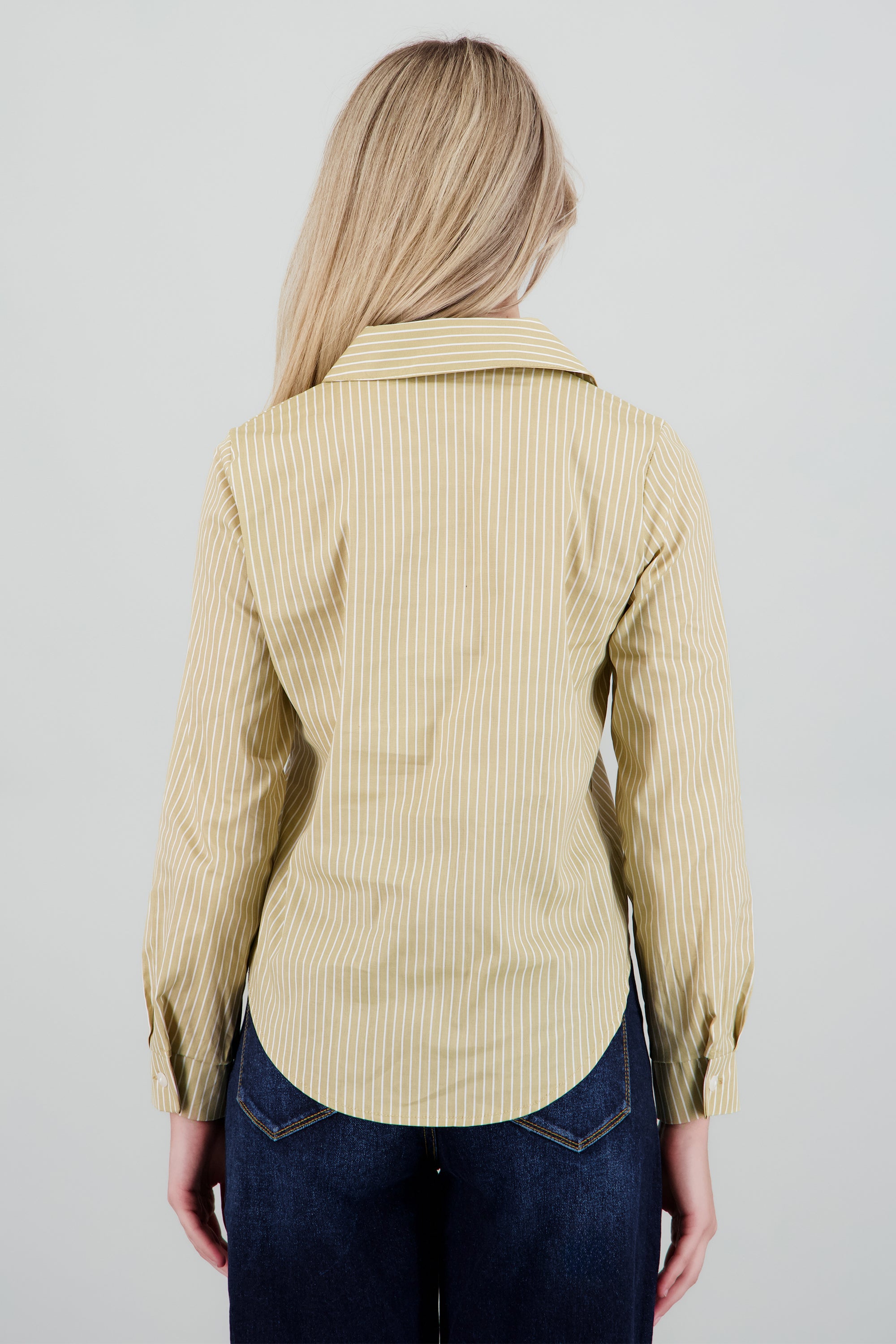 Camisa slim manga larga rayas KHAKI COMBO