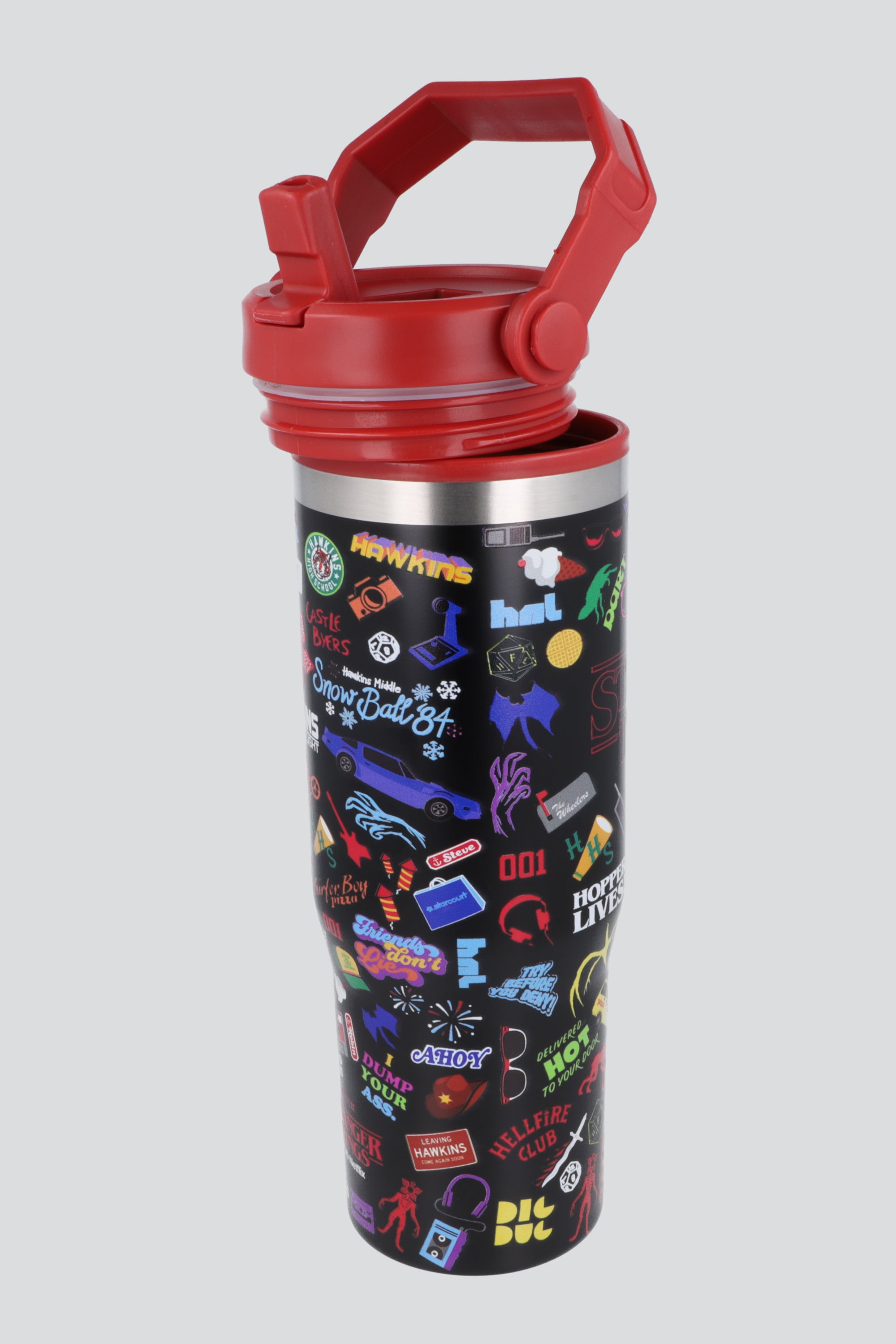 TERMO STRANGER THINGS POPOTE ABATIBLE 940ML NEGRO COMBO