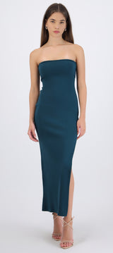 Vestido maxi doblez liso