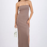 Vestido maxi doblez liso