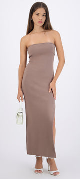 Vestido maxi doblez liso