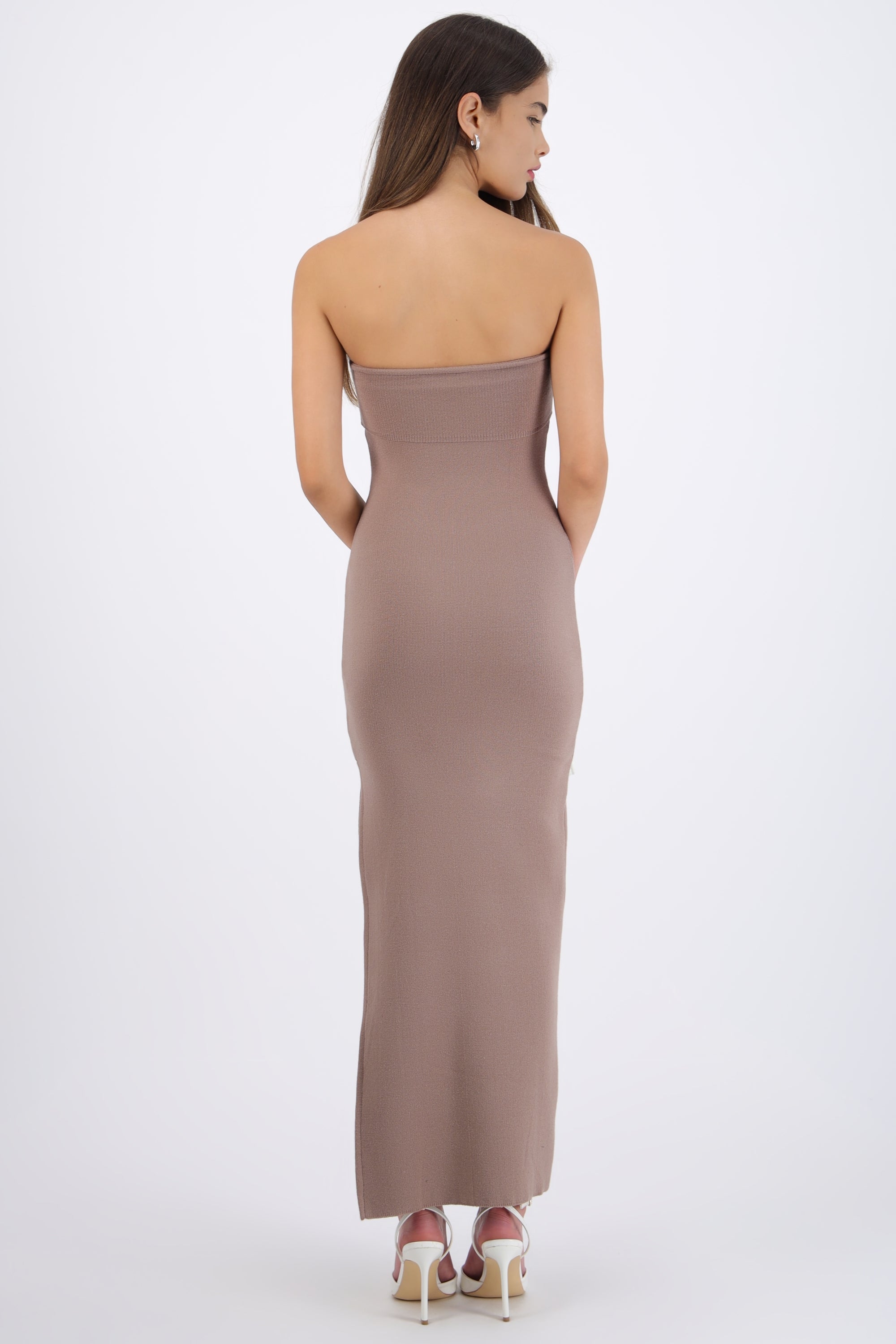 Vestido maxi doblez liso
