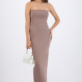 Vestido maxi doblez liso