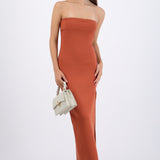 Vestido maxi doblez liso