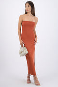 Vestido maxi doblez liso