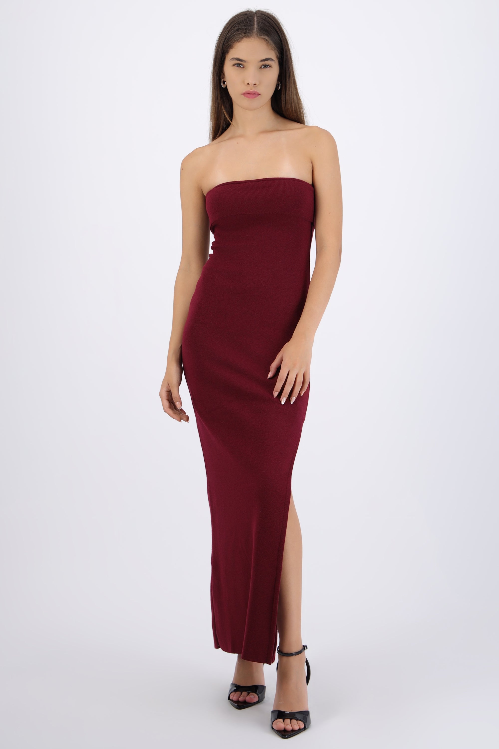 Vestido maxi doblez liso