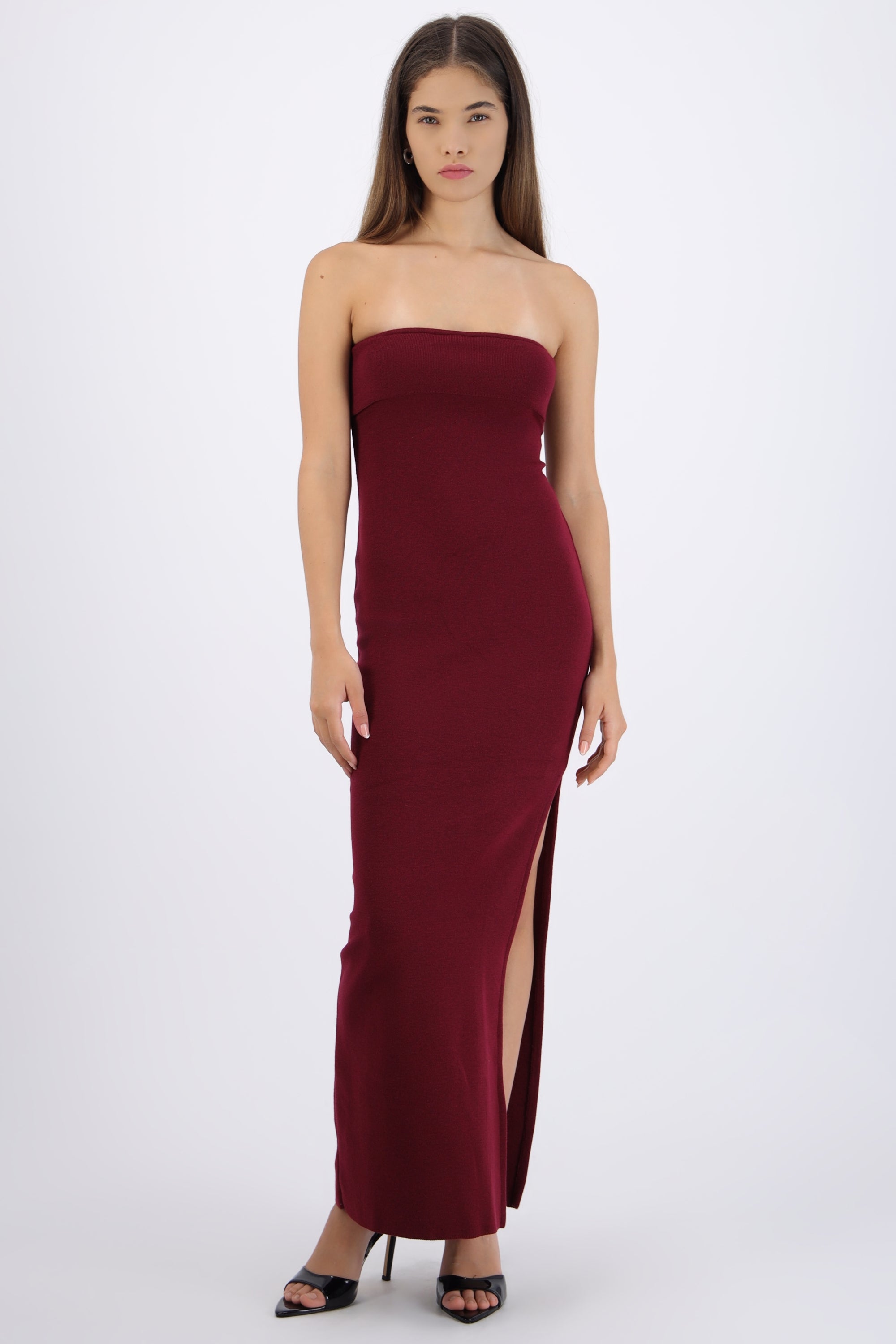 Vestido maxi doblez liso