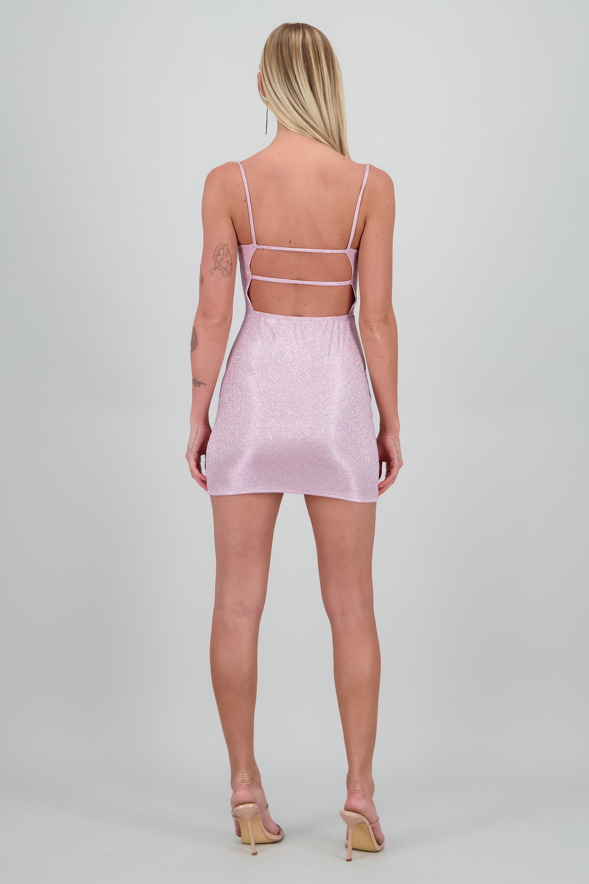 Vestido mini textura metalico PALO DE ROSA