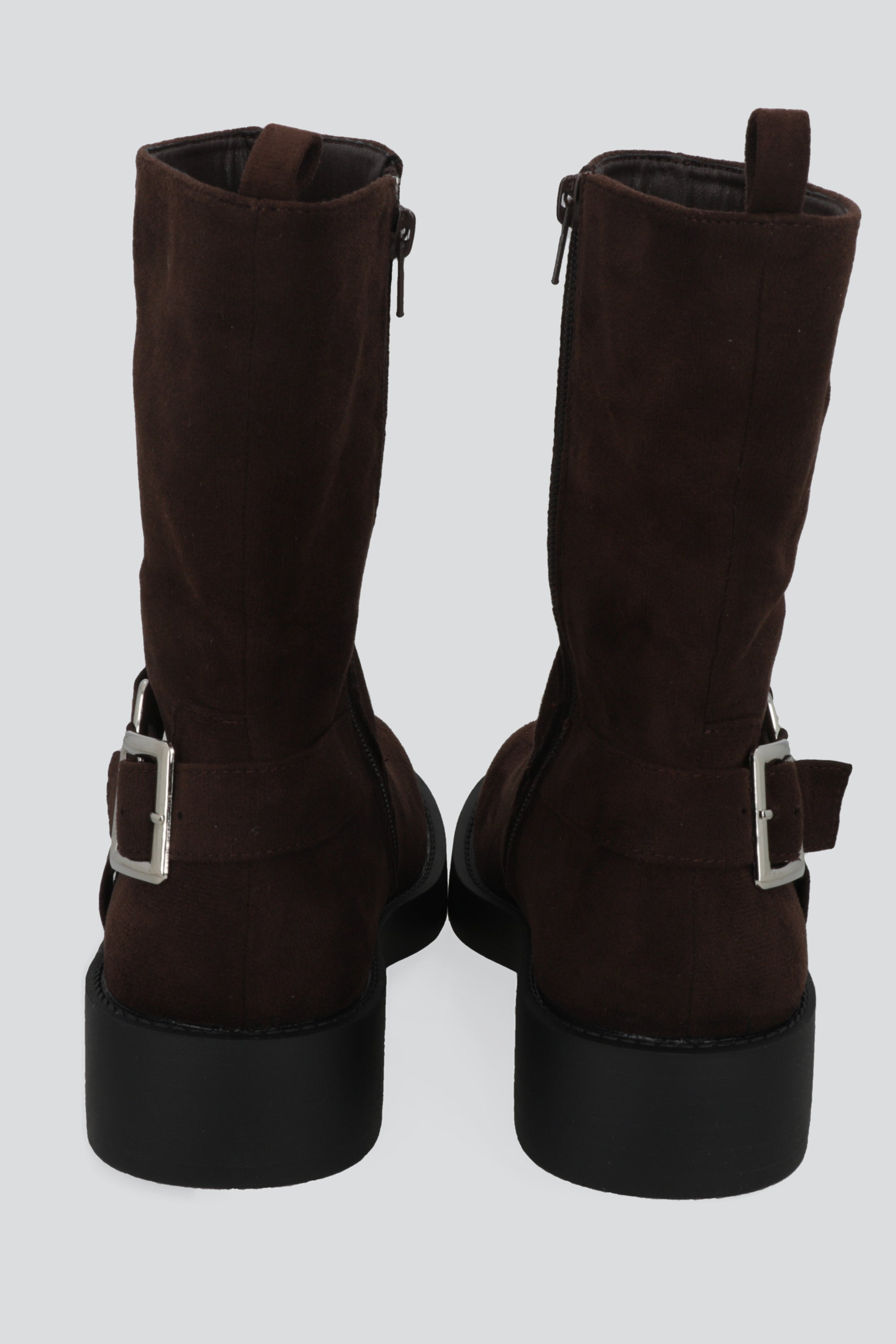 Botin biker hebilla gamucina punta desgastada CAFE