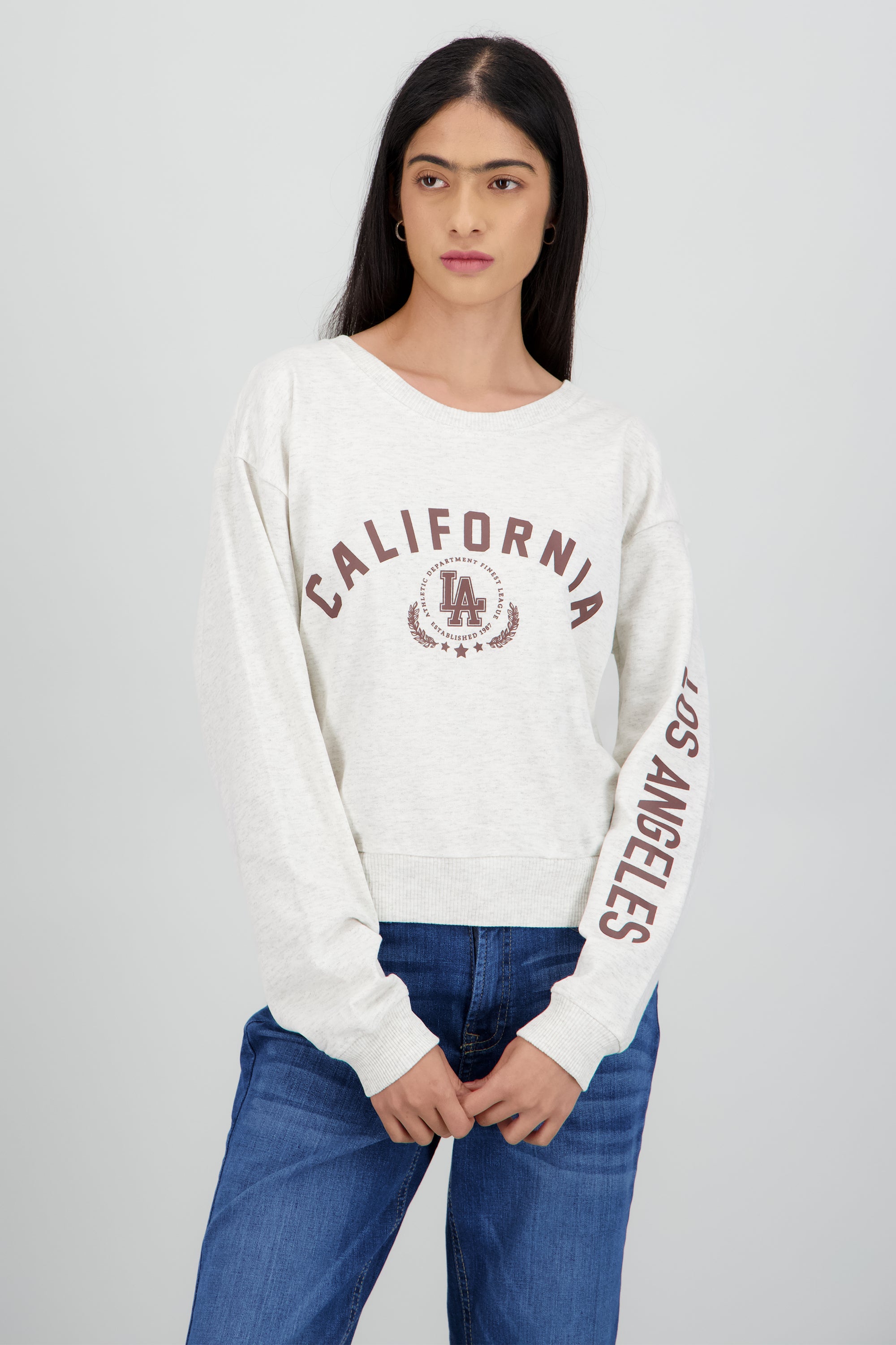 Sudadera estampado conjunto scrunchie GRIS JASPE