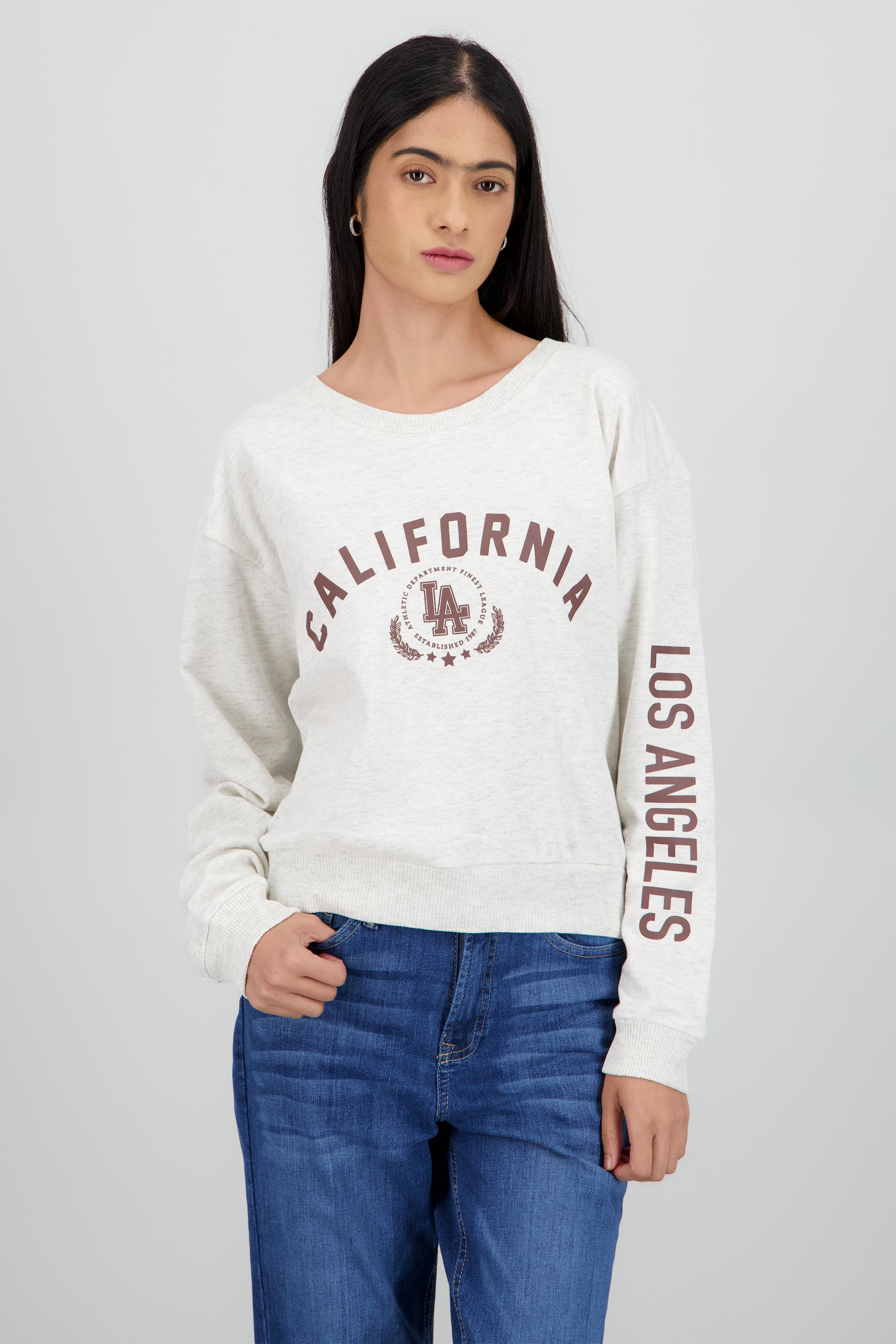 Sudadera estampado conjunto scrunchie GRIS JASPE