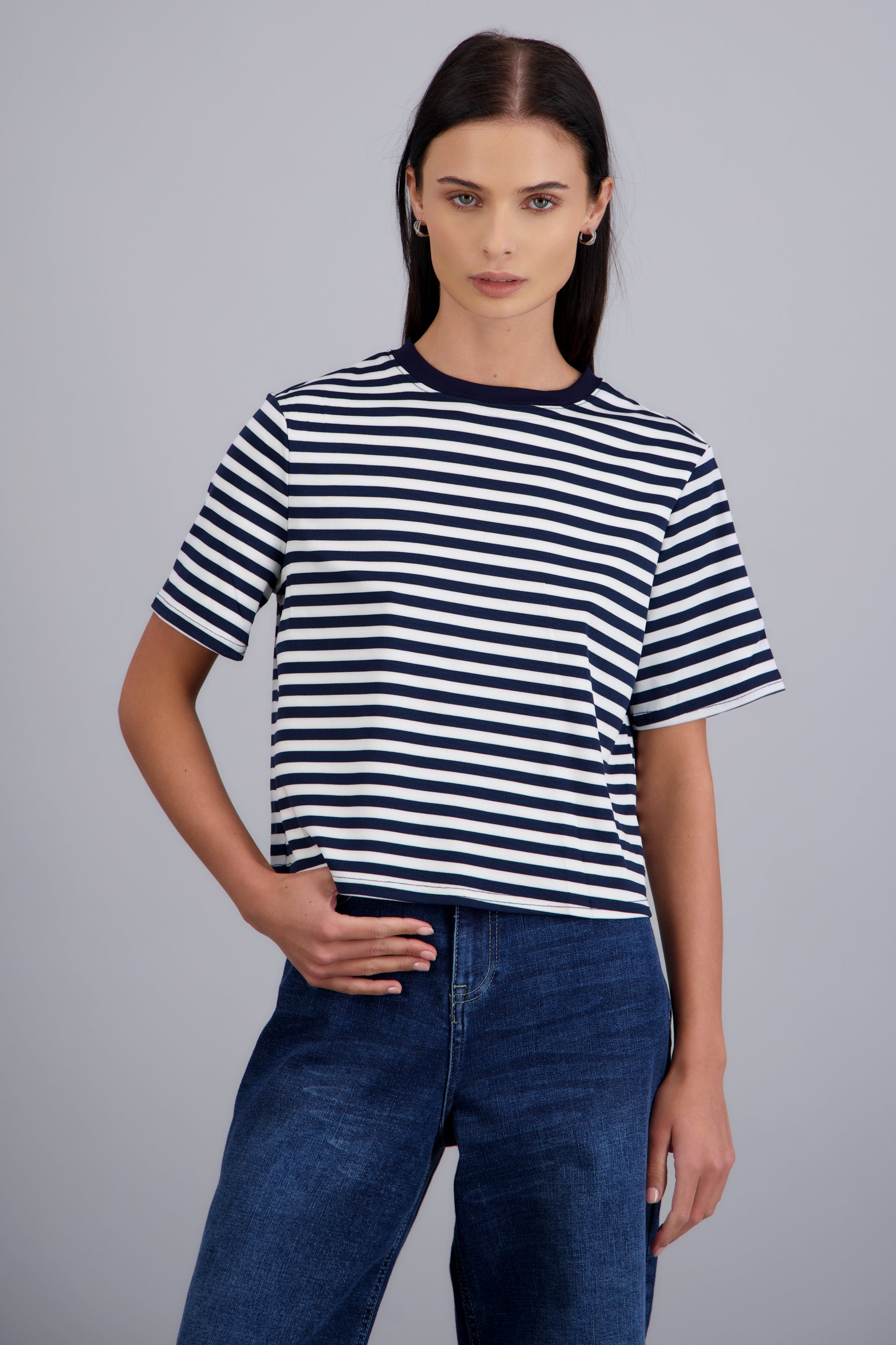 Playera de rayas boxy MARINO COMBO